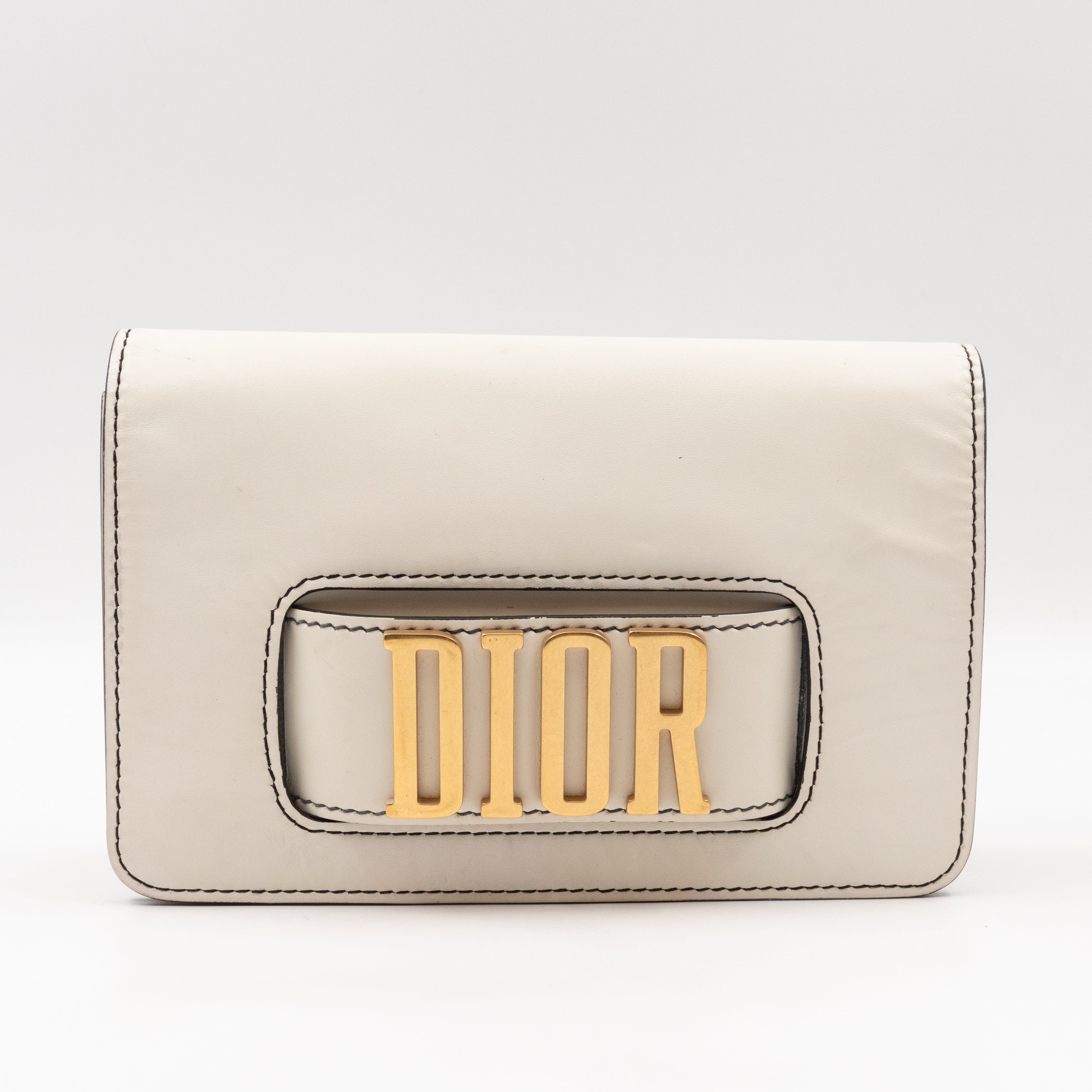 Dio(R)evolution Clutch Bag White Leather