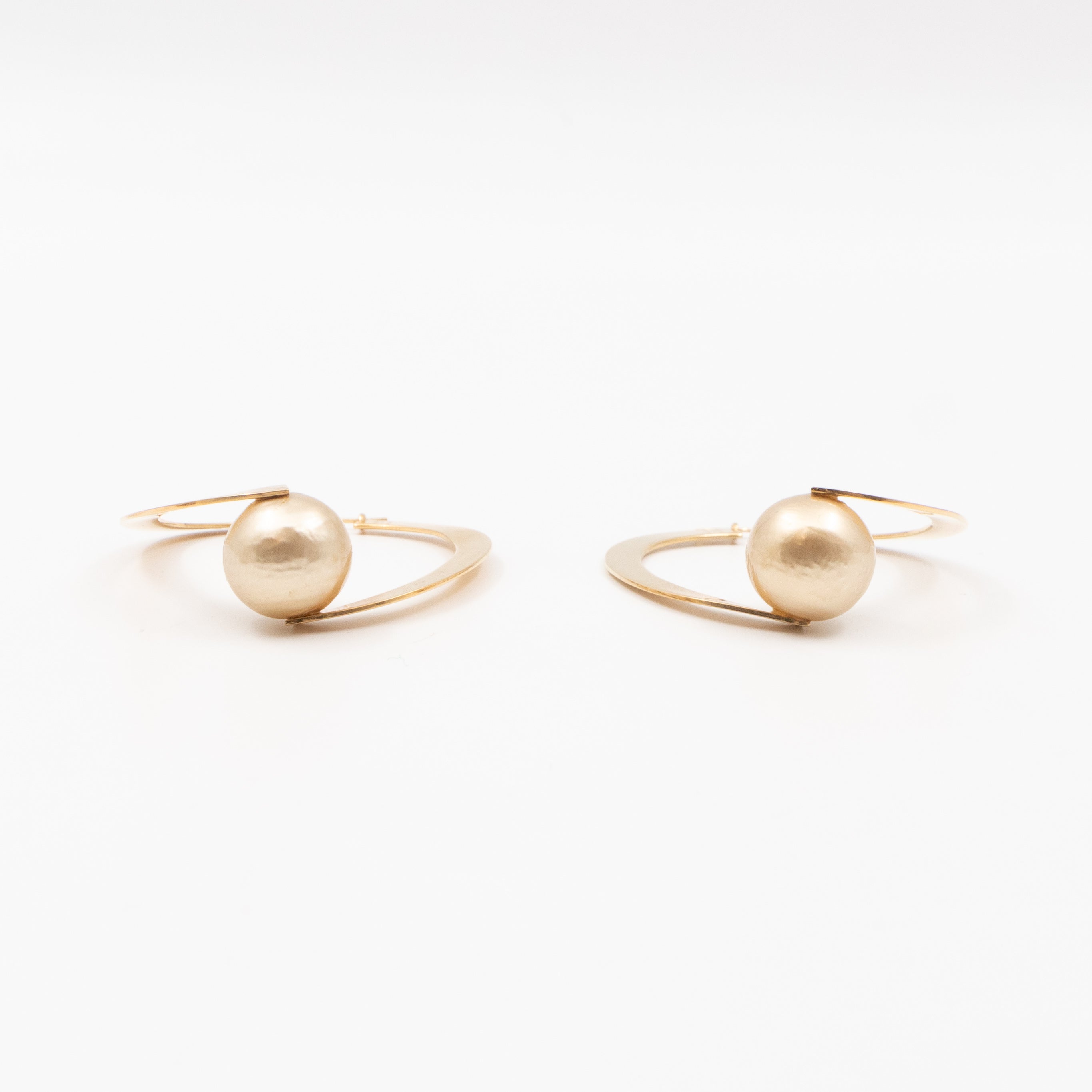 Flat Hoop Faux Pearl Earrings