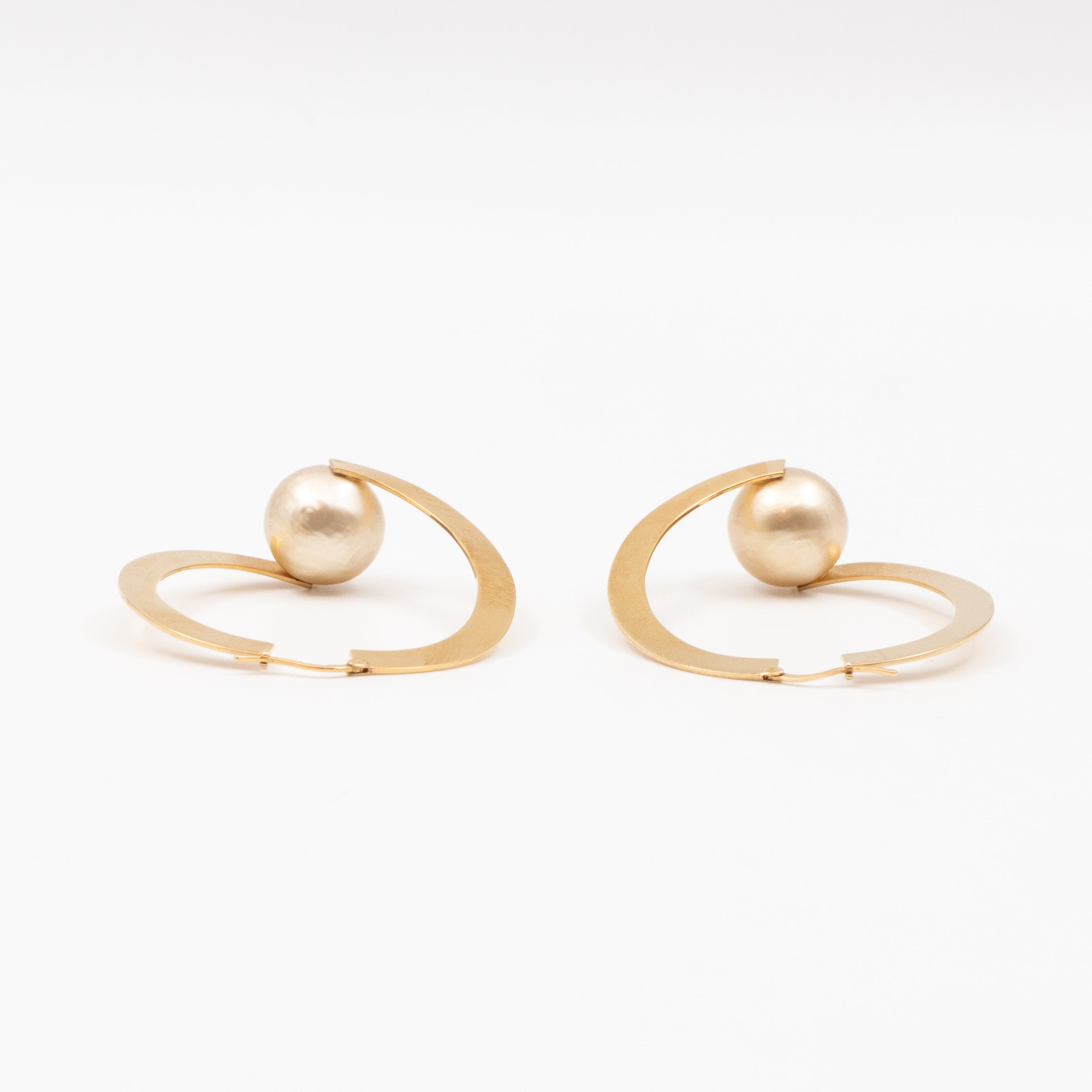Flat Hoop Faux Pearl Earrings
