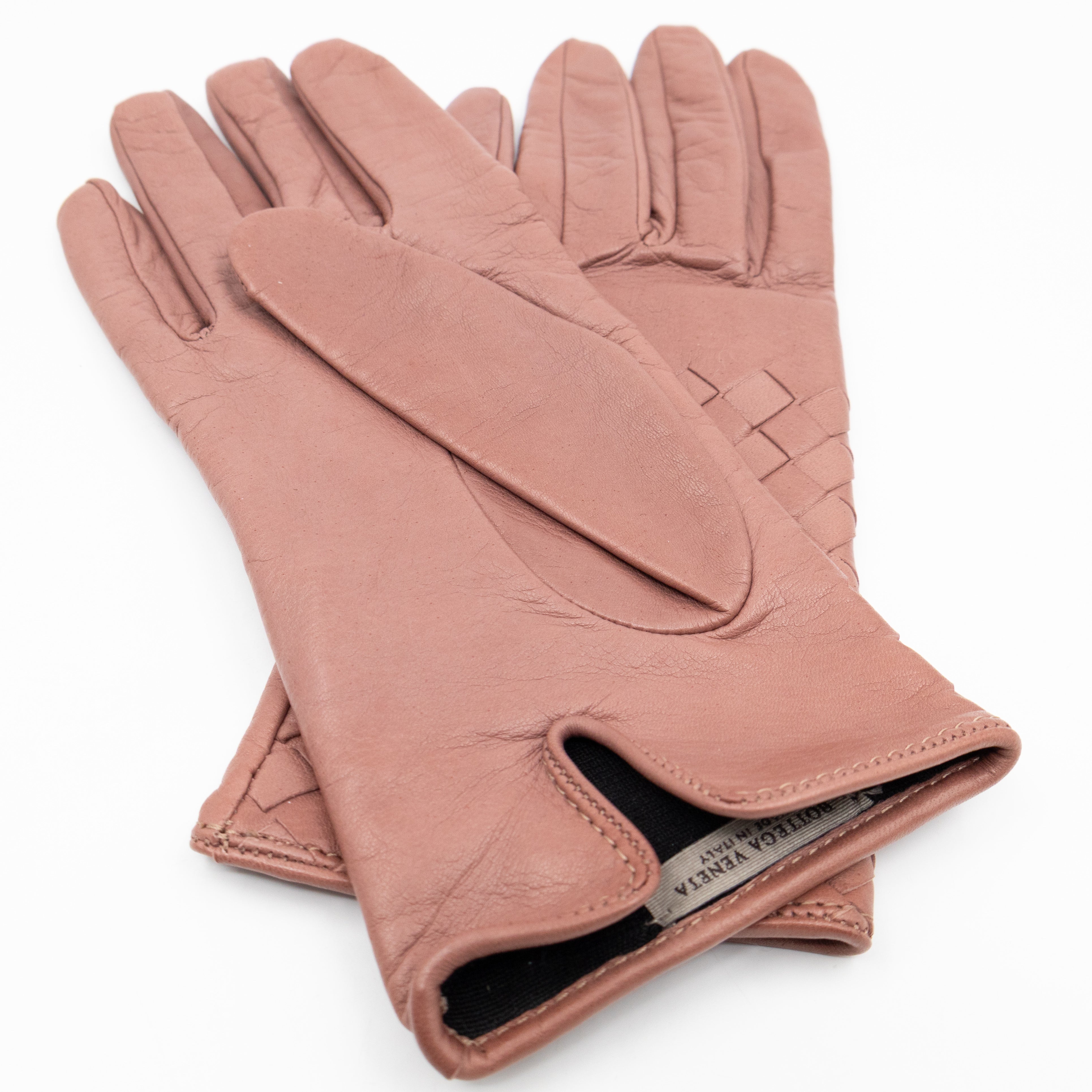 Gloves Intrecciato Blush Pink Leather