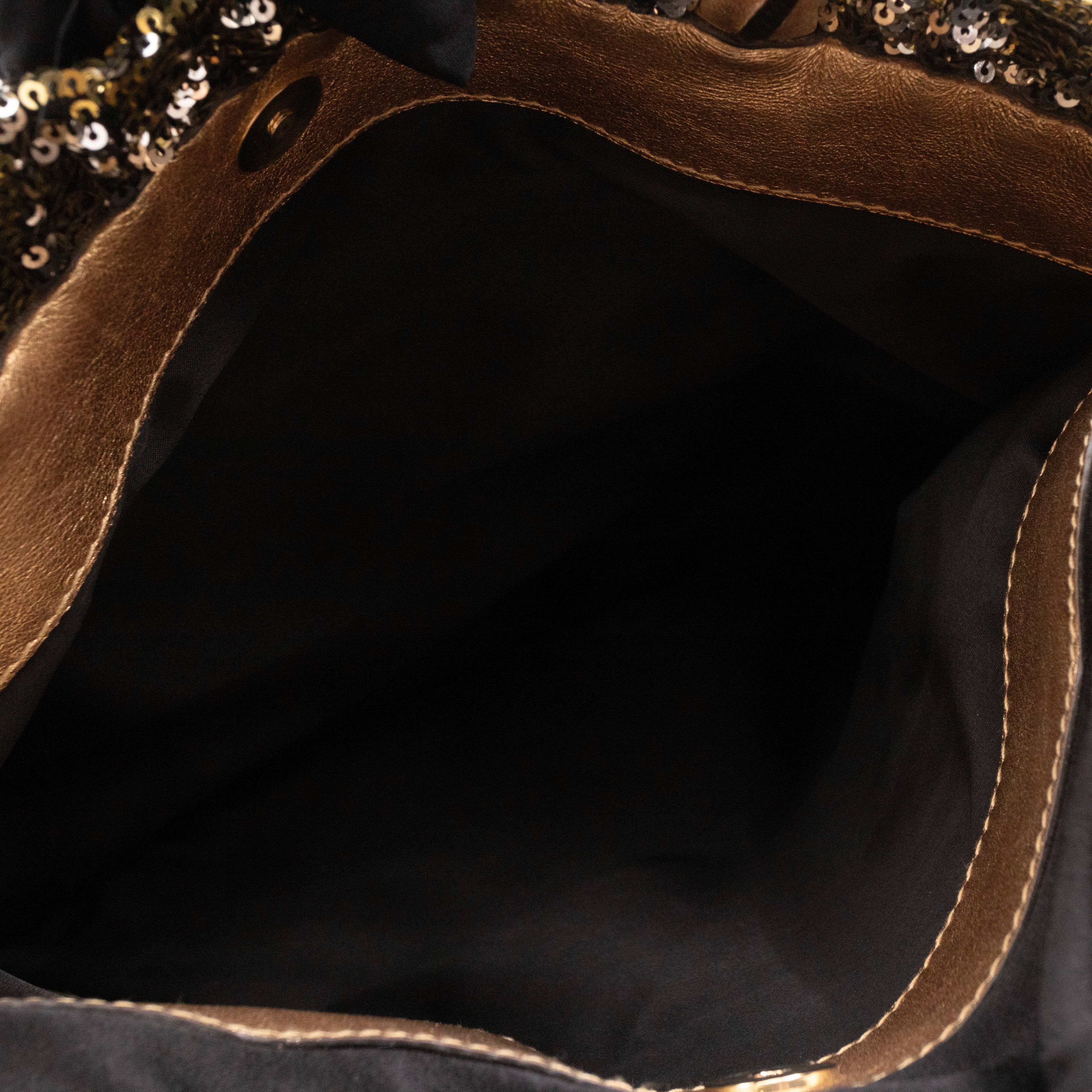 Drawstring Tote Gold Sequin Embellished