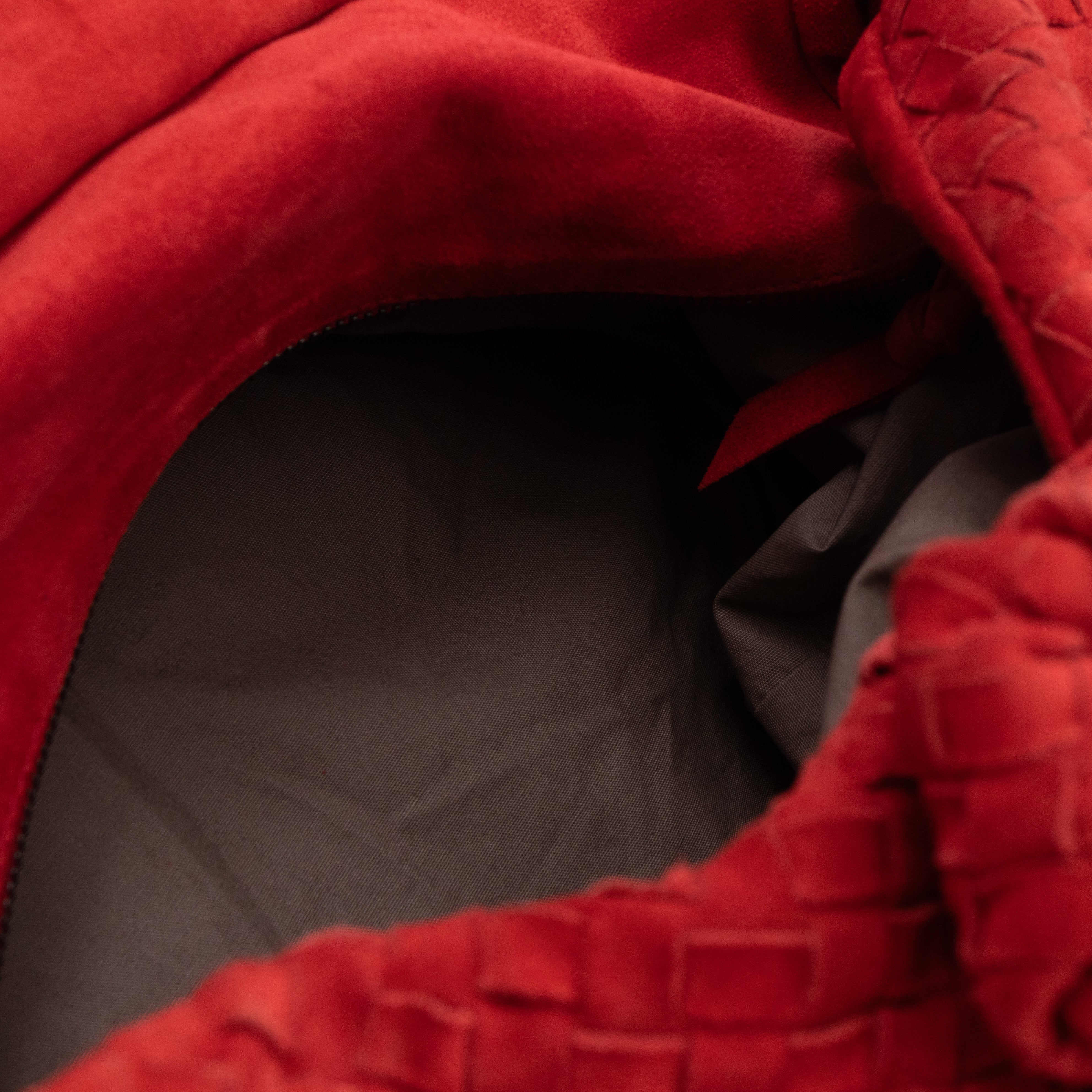 Knot Hobo Bag Red Intrecciato Suede