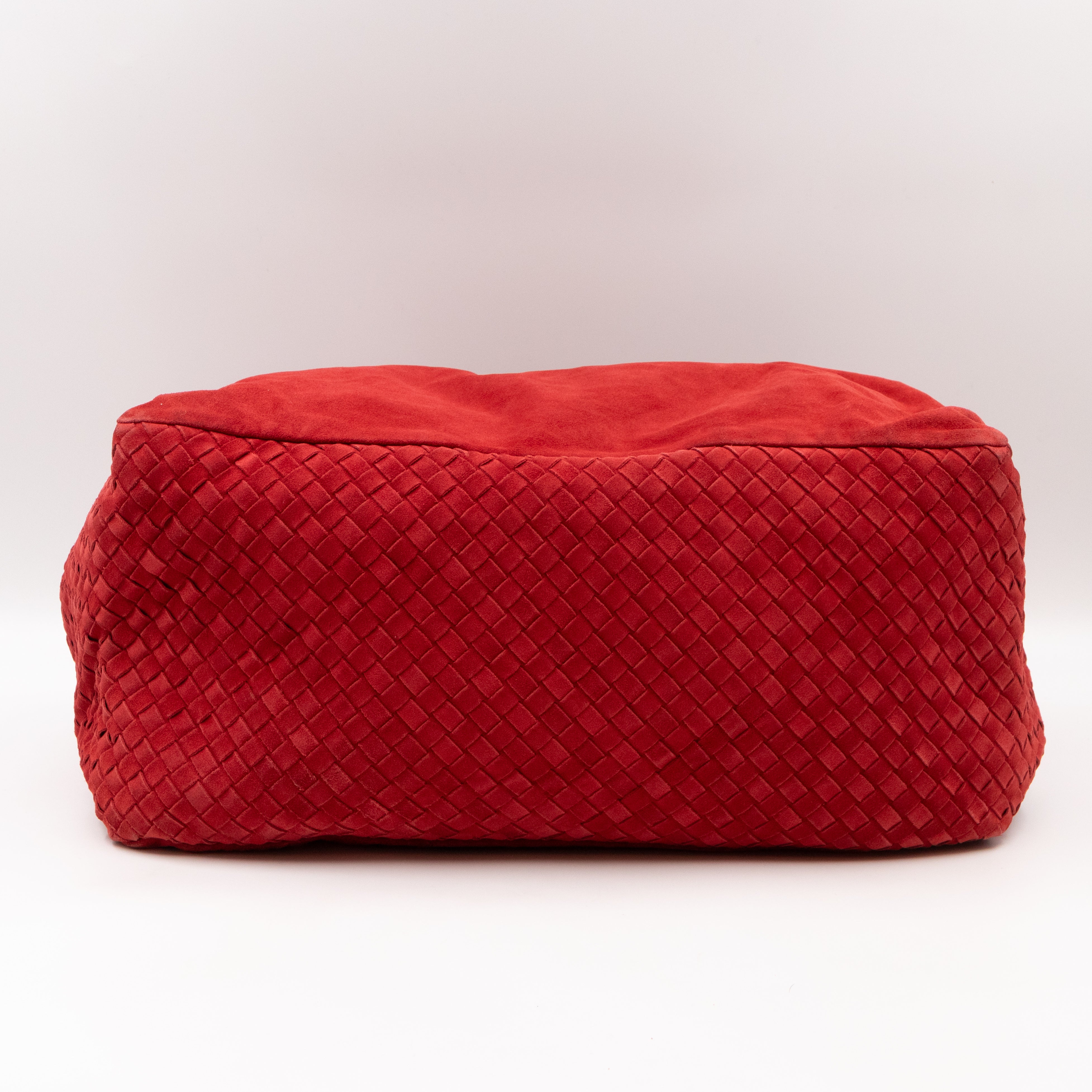 Knot Hobo Bag Red Intrecciato Suede