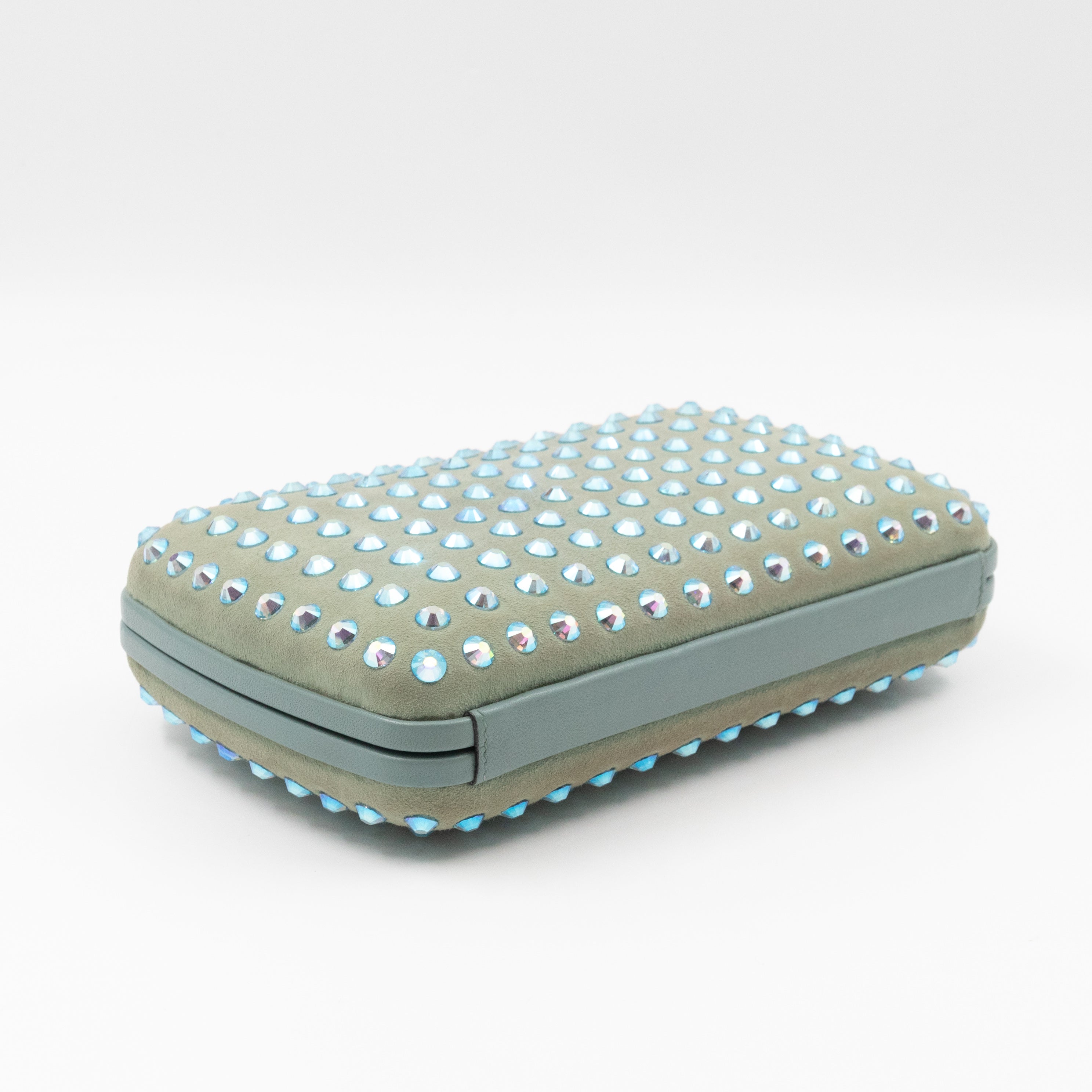 Broadway Blue Suede Crystal Embellished Clutch