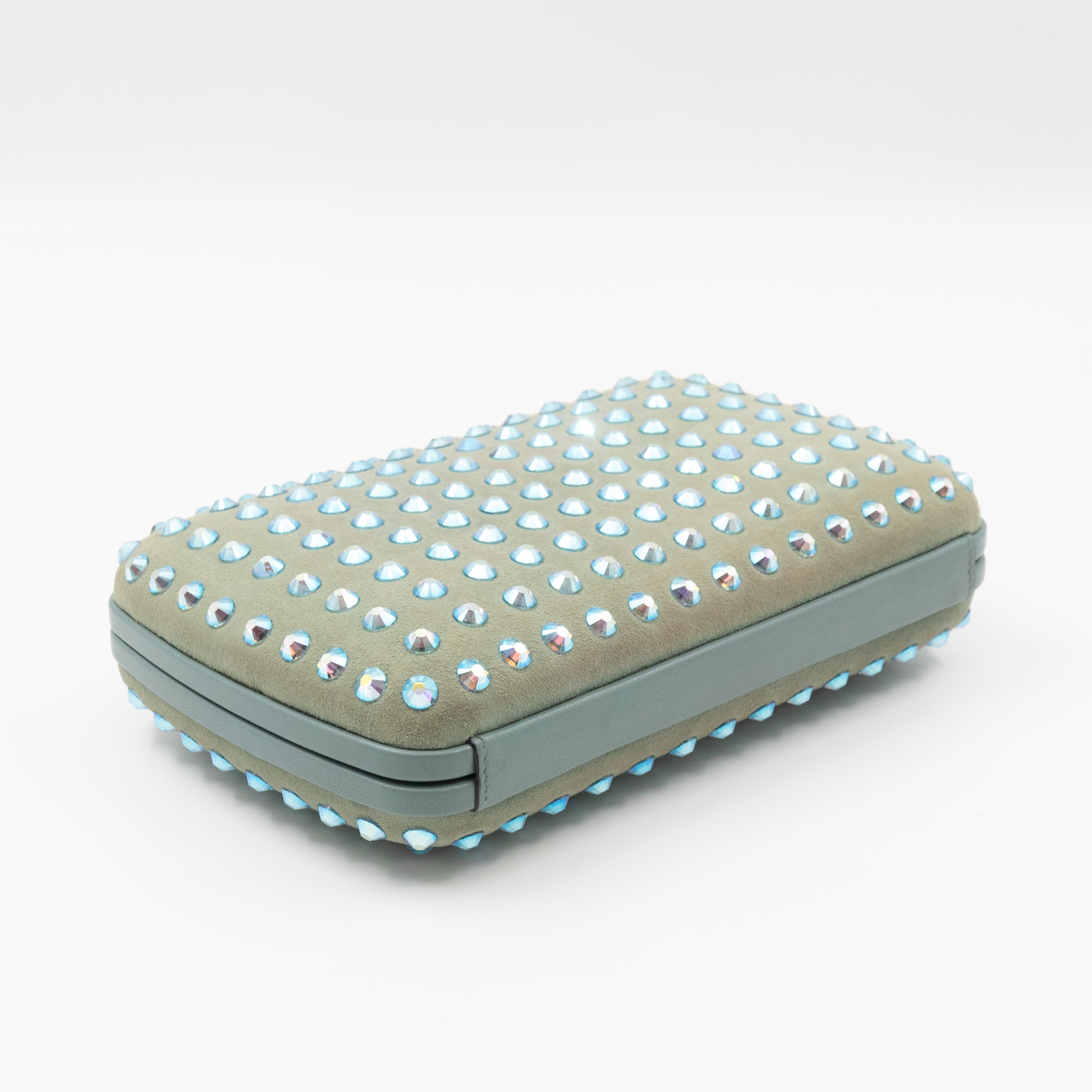 Broadway Blue Suede Crystal Embellished Clutch