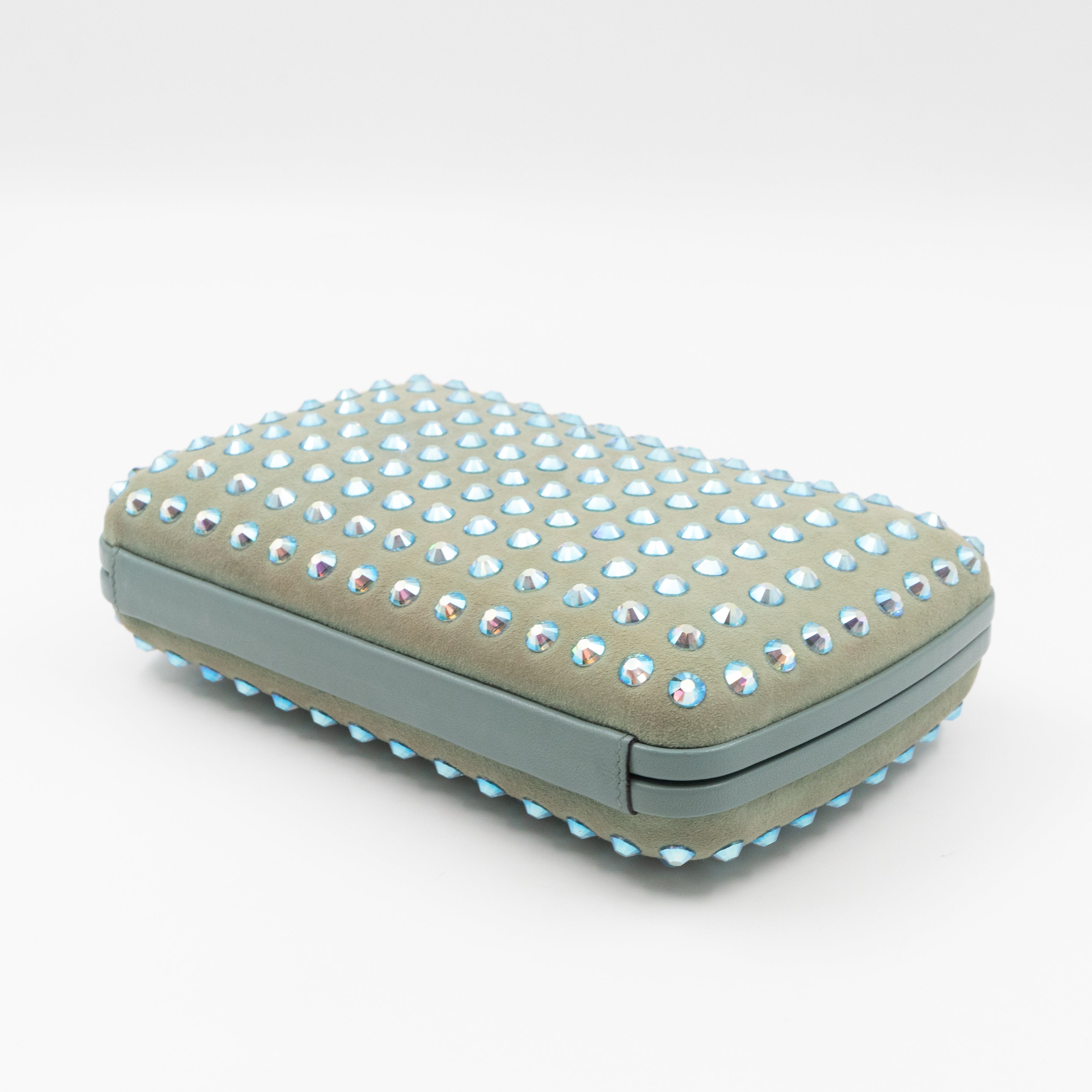 Broadway Blue Suede Crystal Embellished Clutch