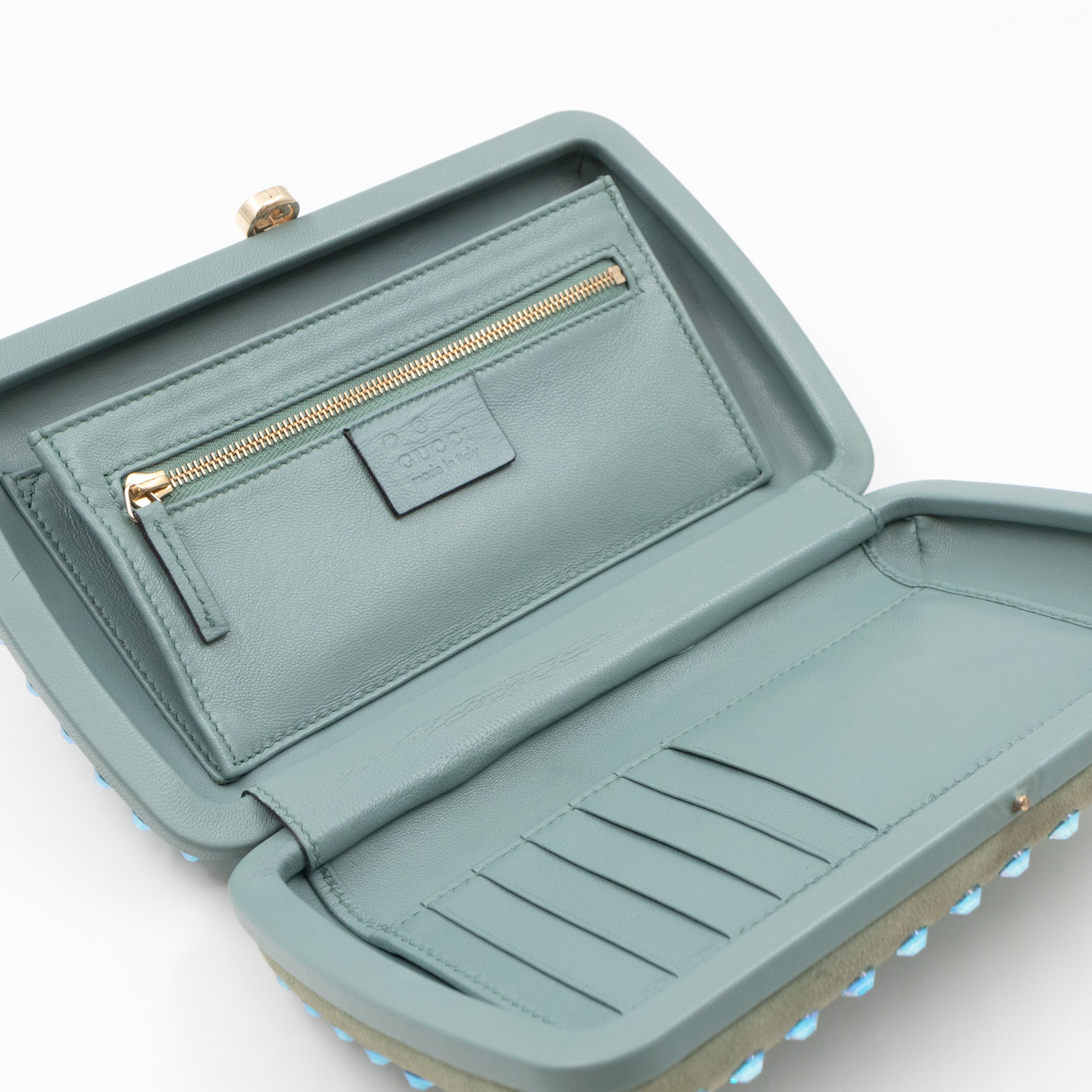 Broadway Blue Suede Crystal Embellished Clutch