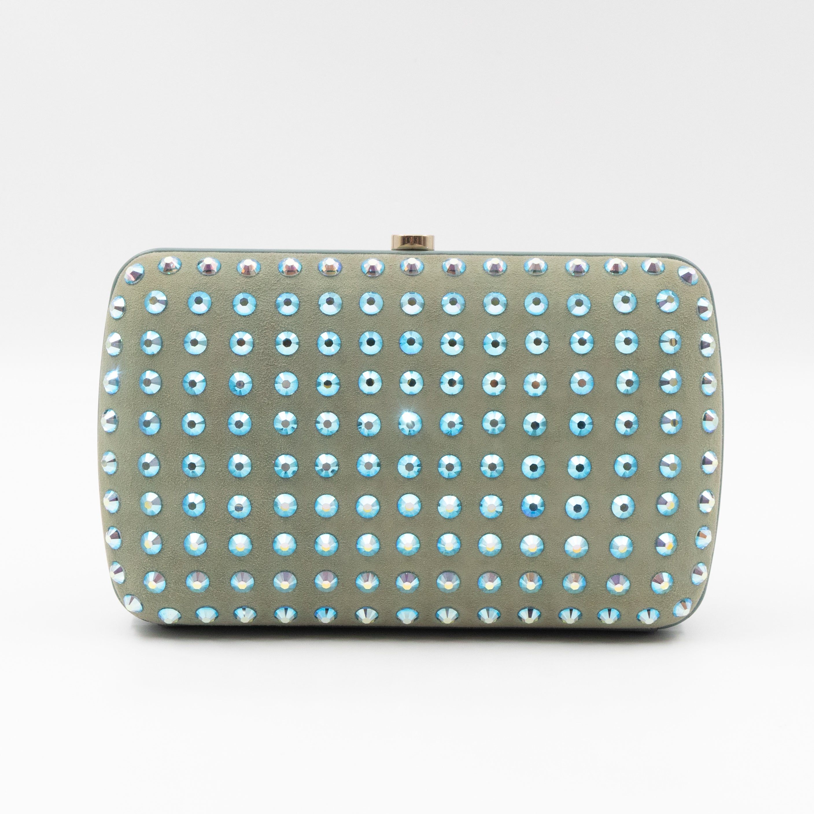Broadway Blue Suede Crystal Embellished Clutch