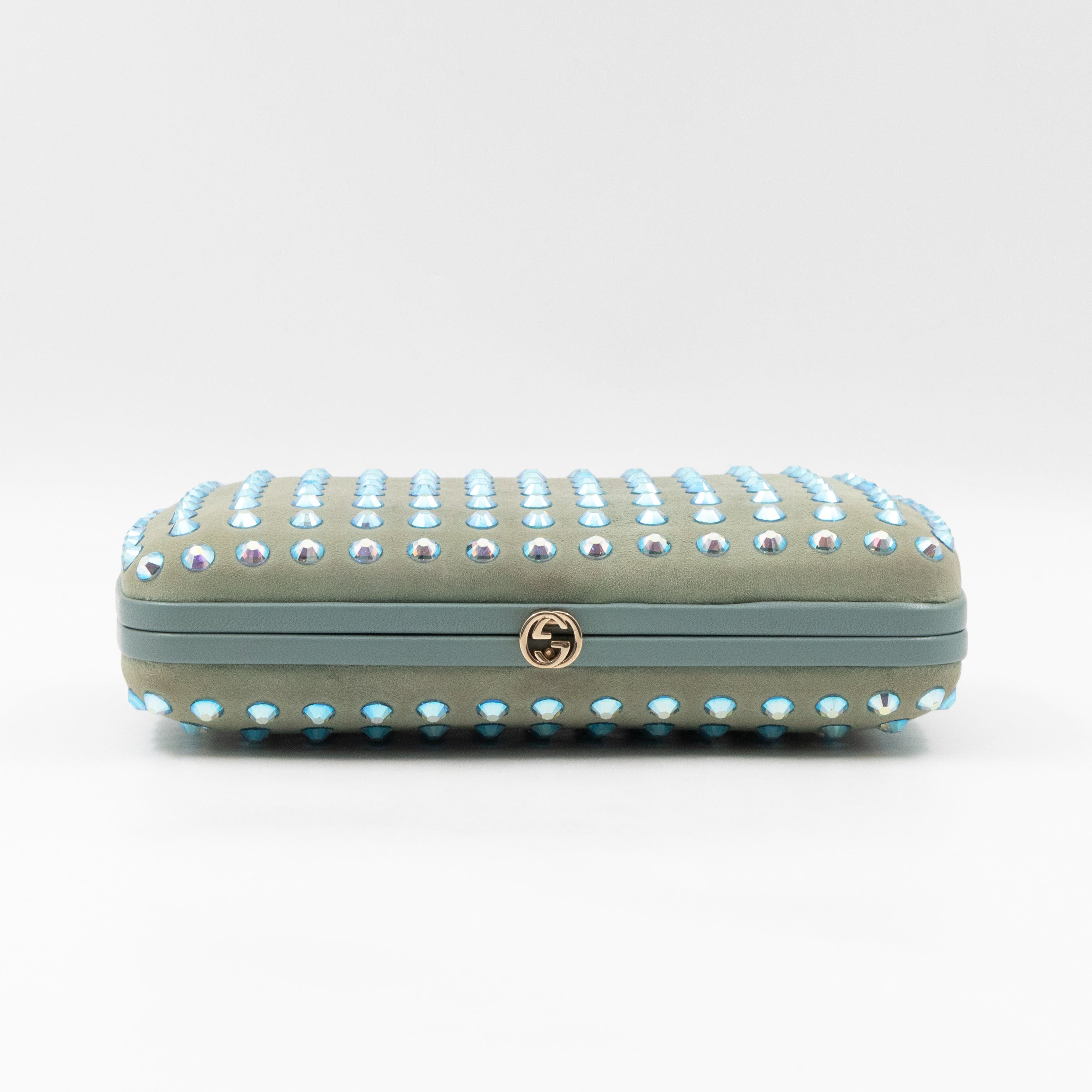 Broadway Blue Suede Crystal Embellished Clutch