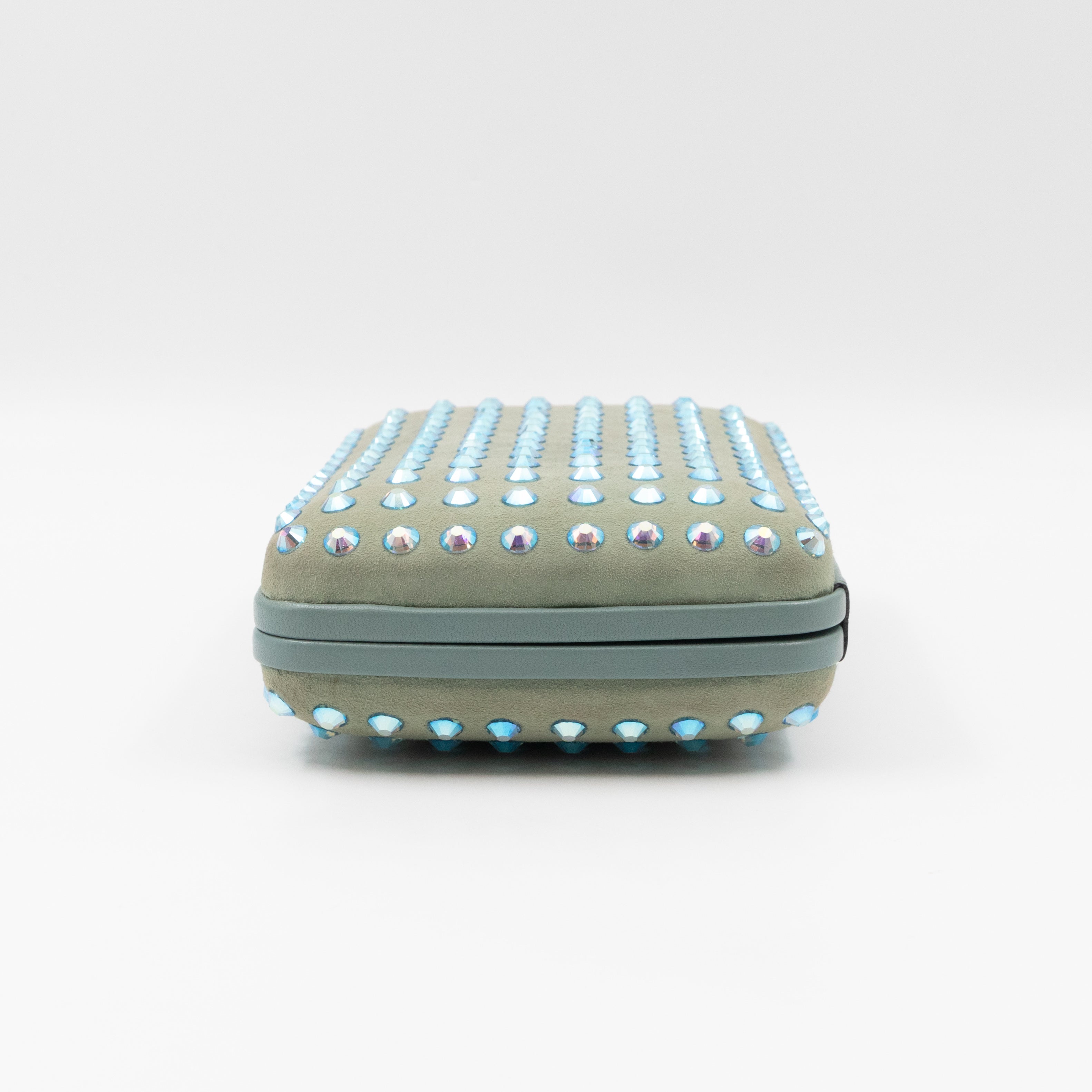 Broadway Blue Suede Crystal Embellished Clutch