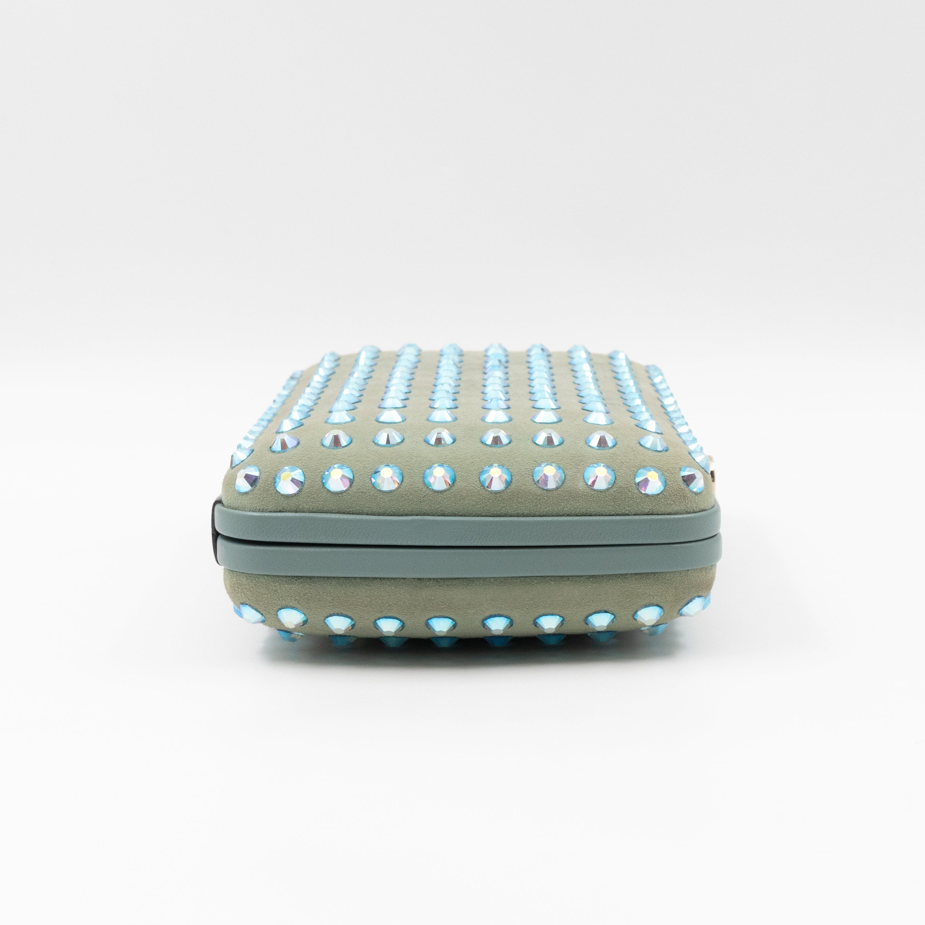 Broadway Blue Suede Crystal Embellished Clutch