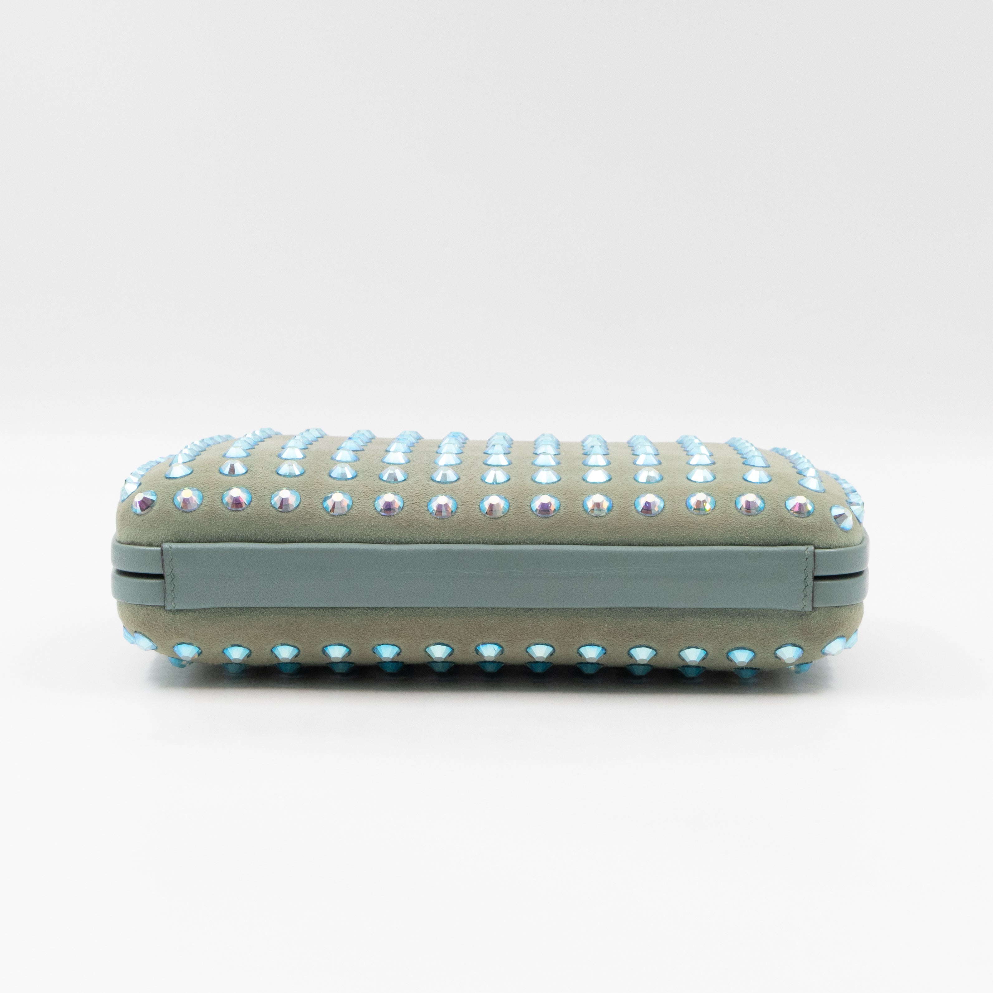 Broadway Blue Suede Crystal Embellished Clutch