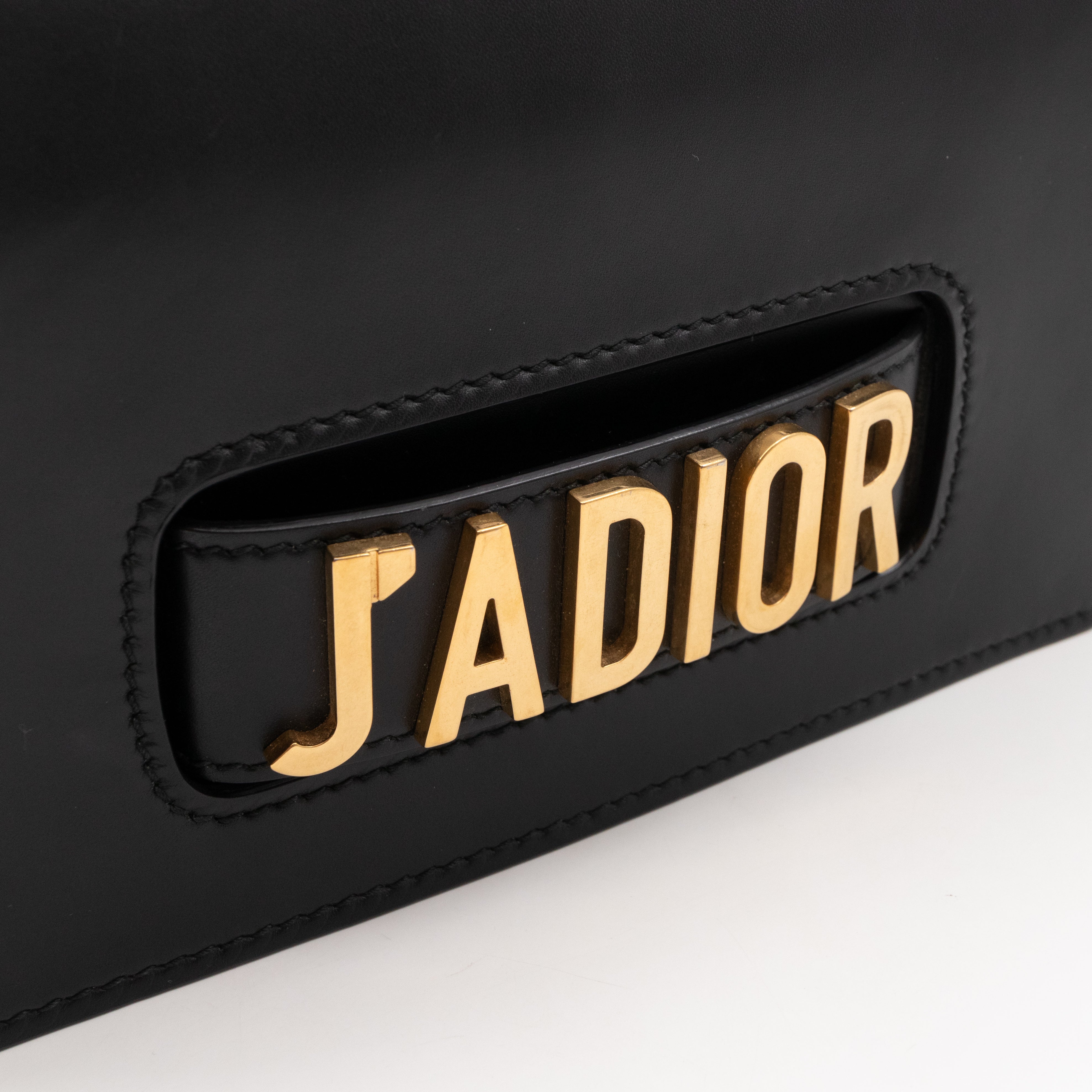 J'Adior Flap Bag Medium Black Leather