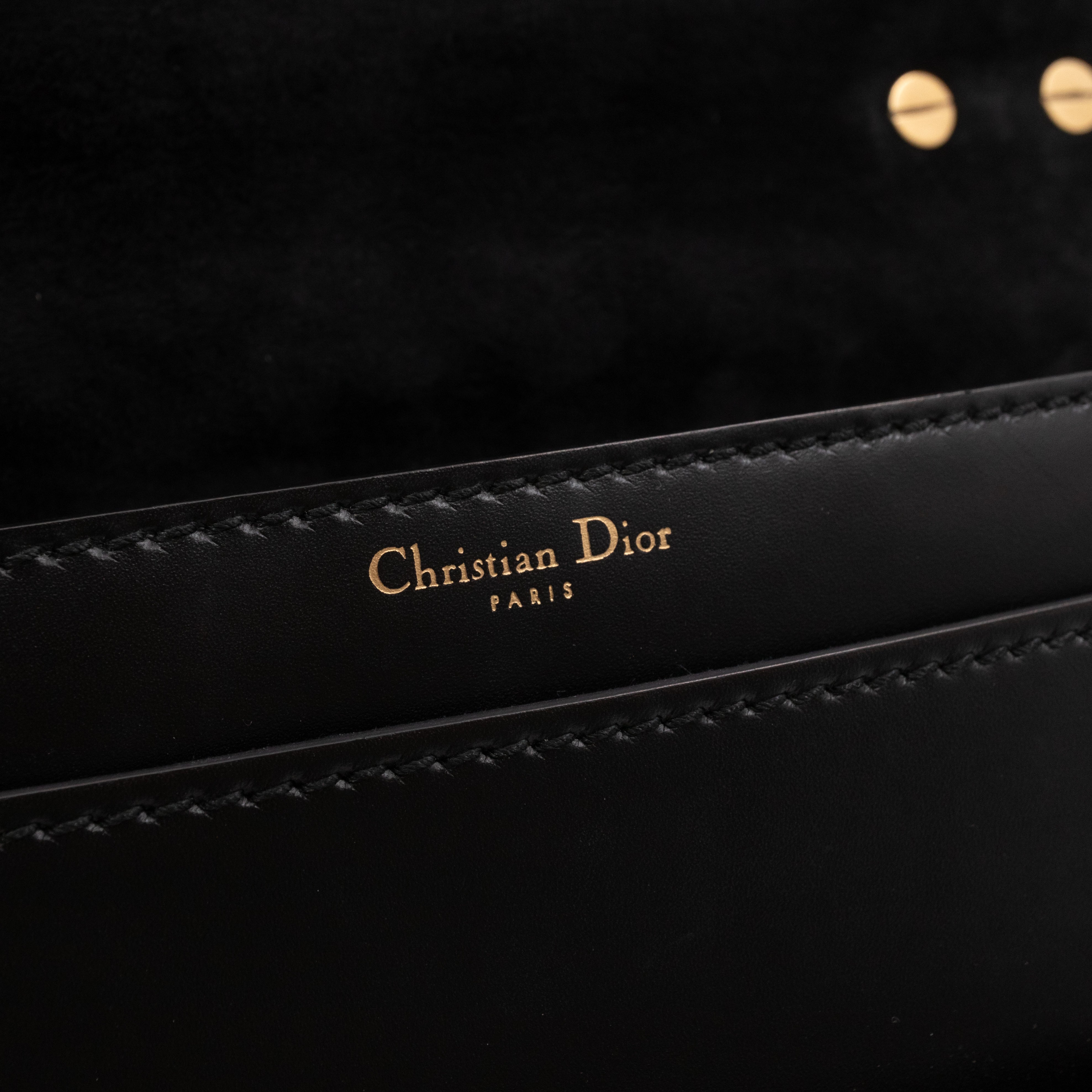 J'Adior Flap Bag Medium Black Leather