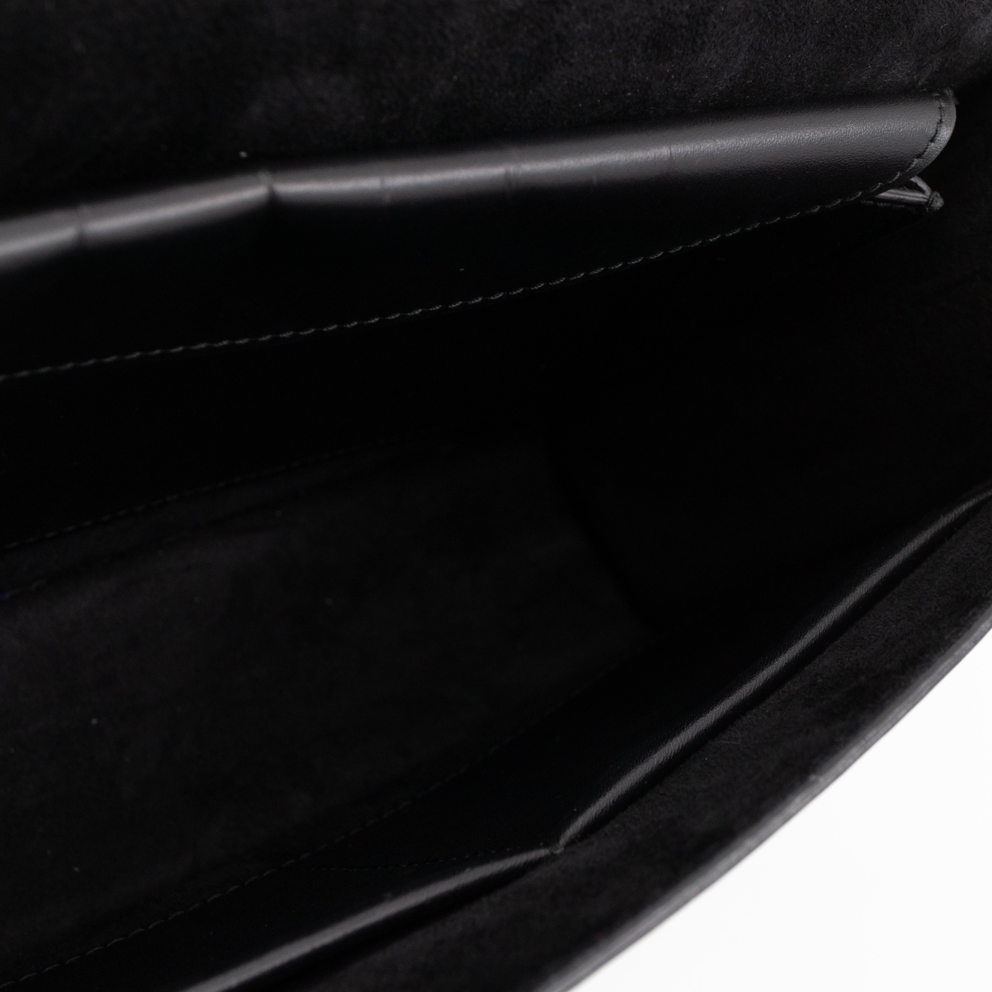 J'Adior Flap Bag Medium Black Leather