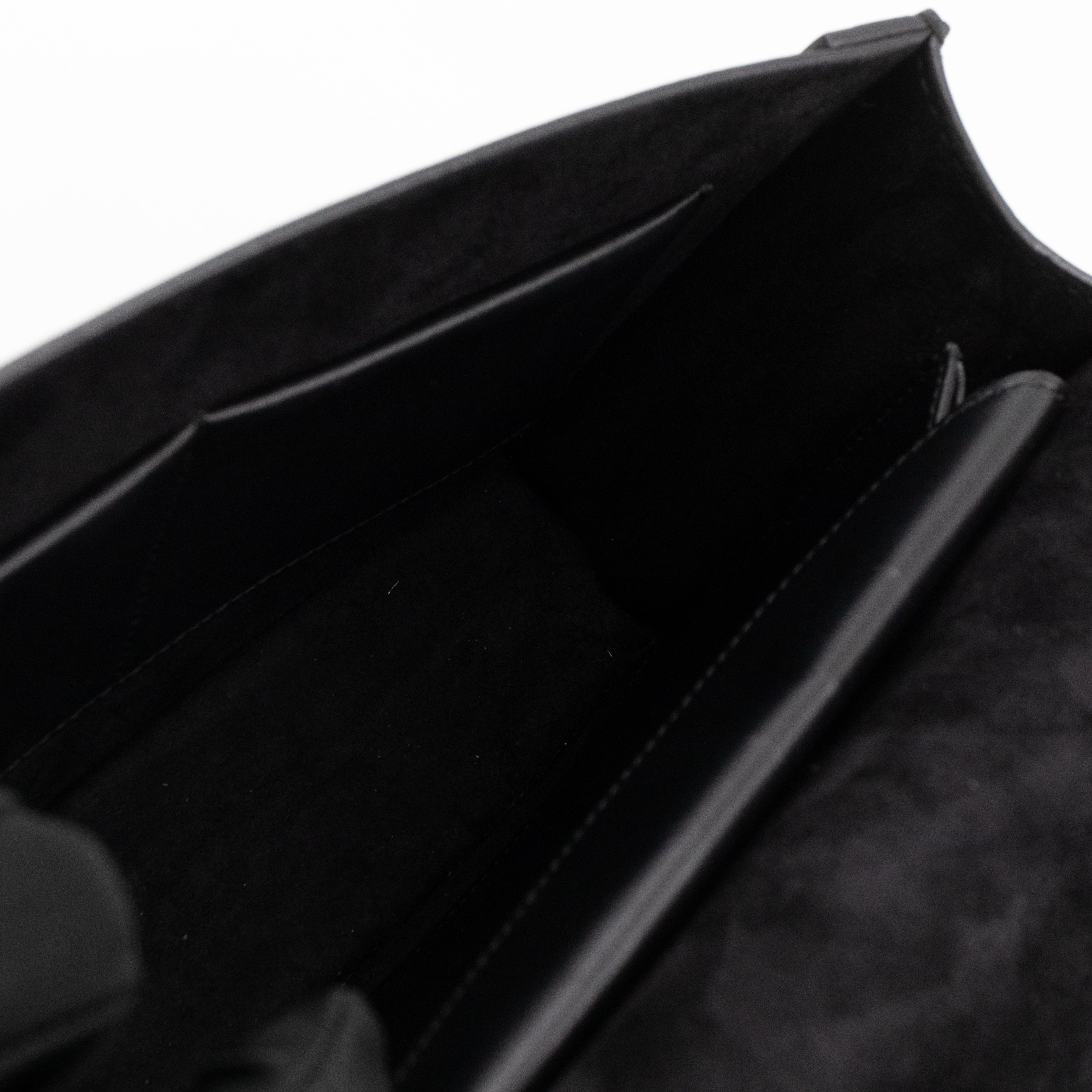 J'Adior Flap Bag Medium Black Leather