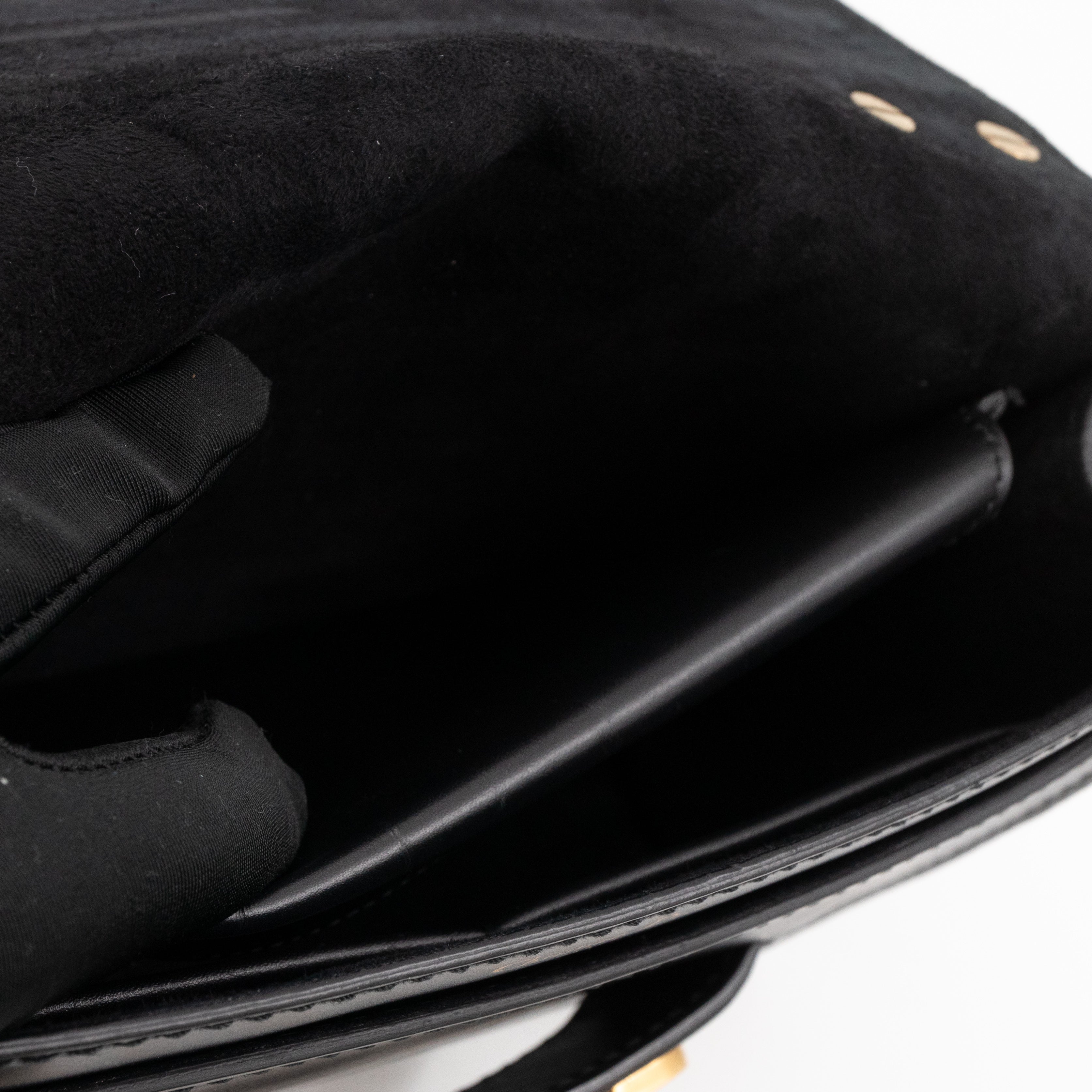 J'Adior Flap Bag Medium Black Leather