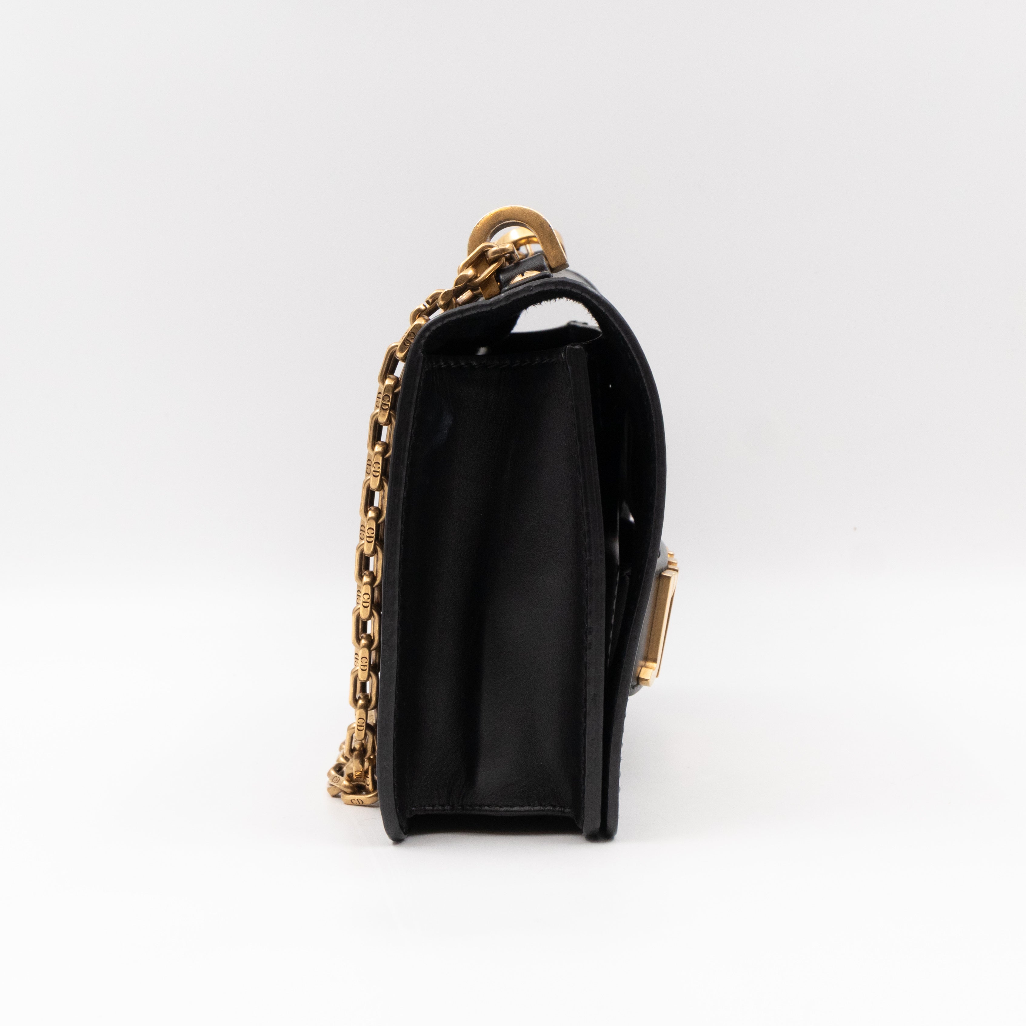 J'Adior Flap Bag Medium Black Leather