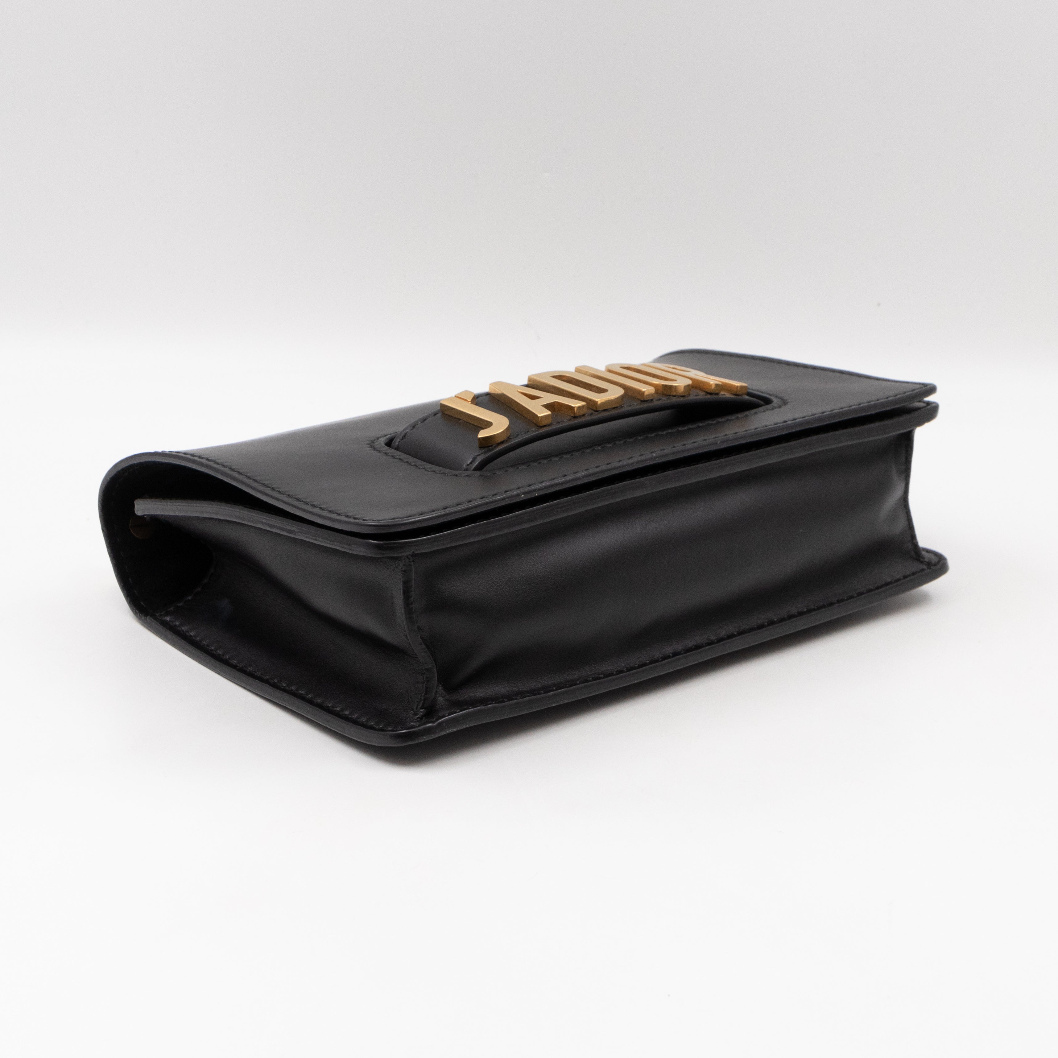 J'Adior Flap Bag Medium Black Leather