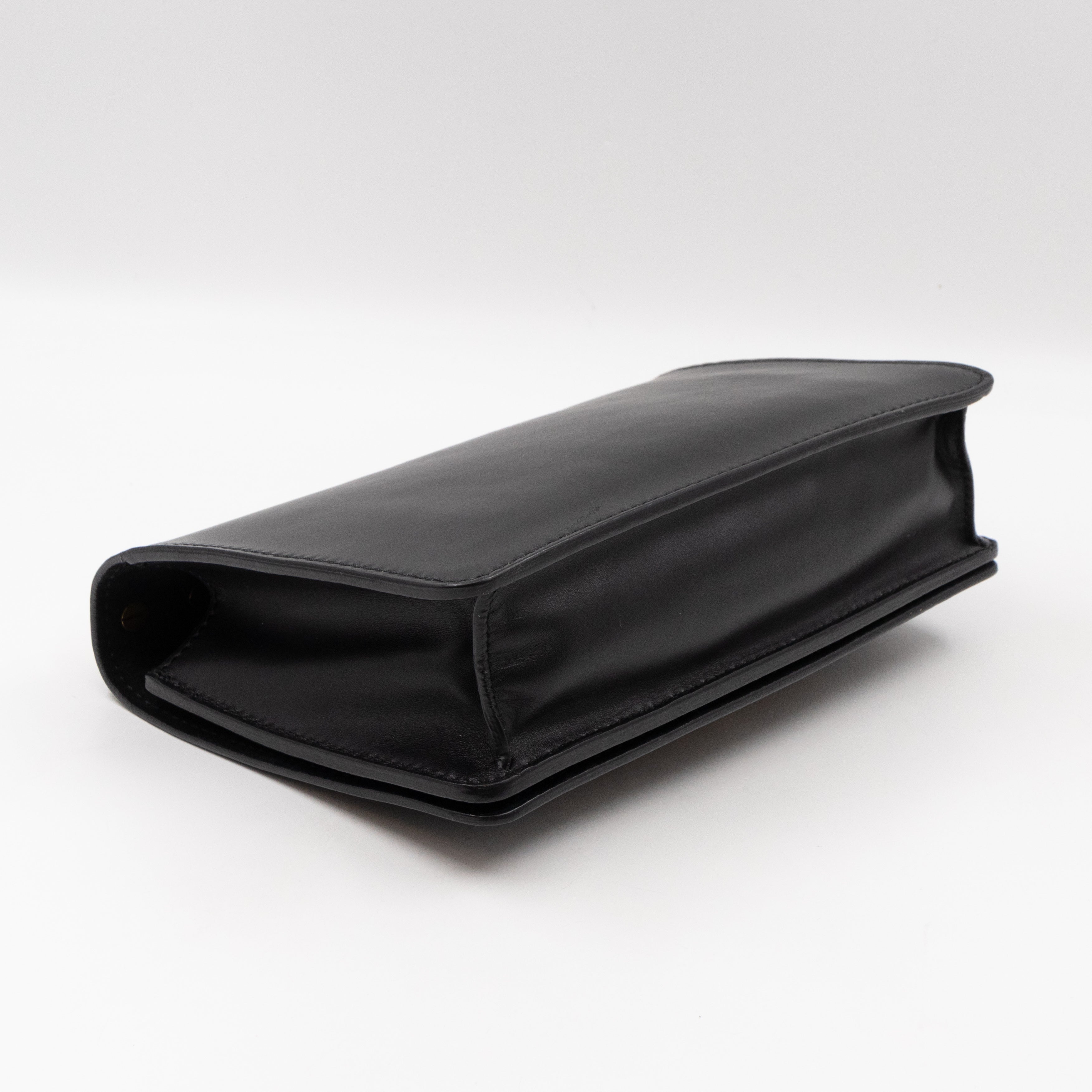 J'Adior Flap Bag Medium Black Leather