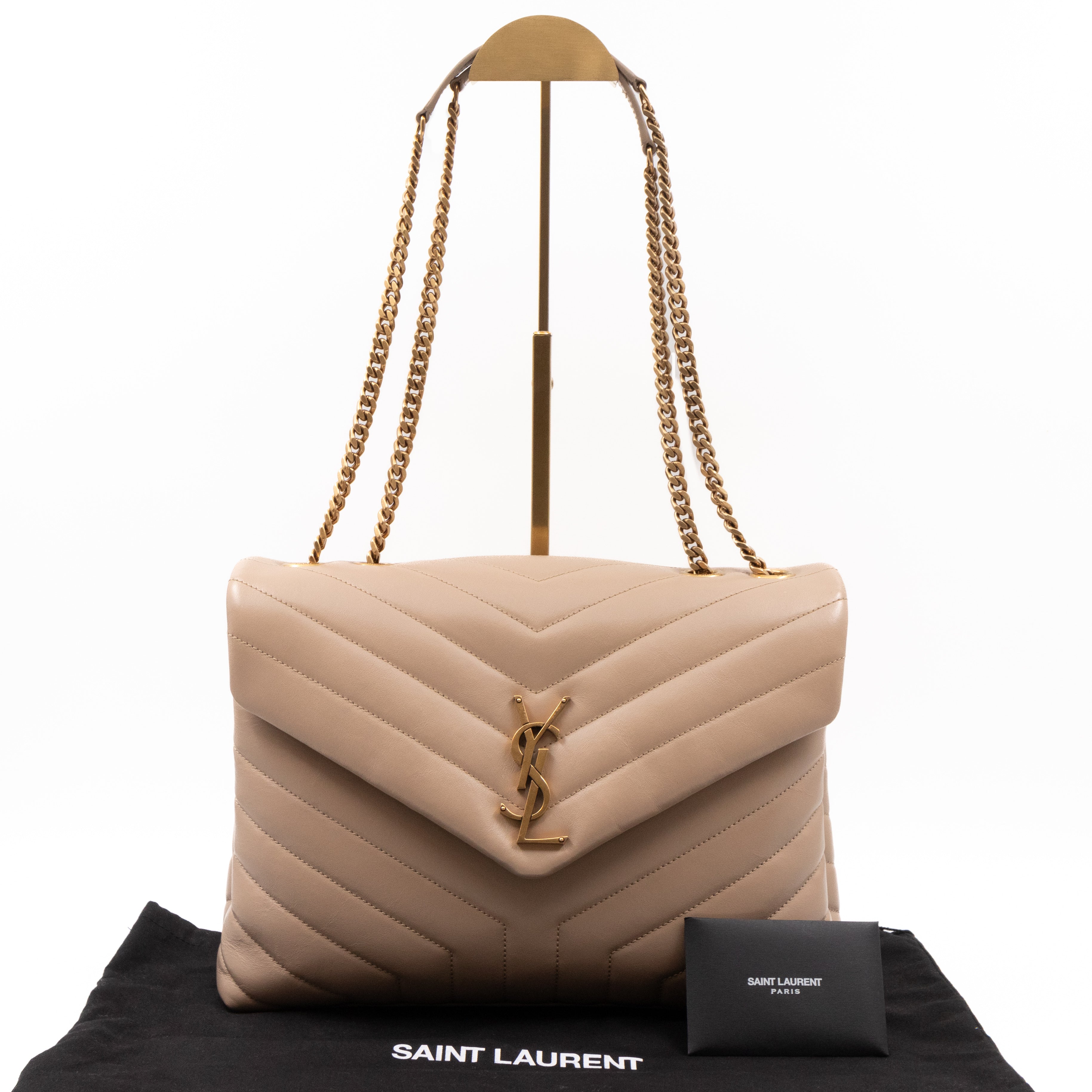 Saint Laurent YSL Loulou Medium Beige Leather – Queen Station