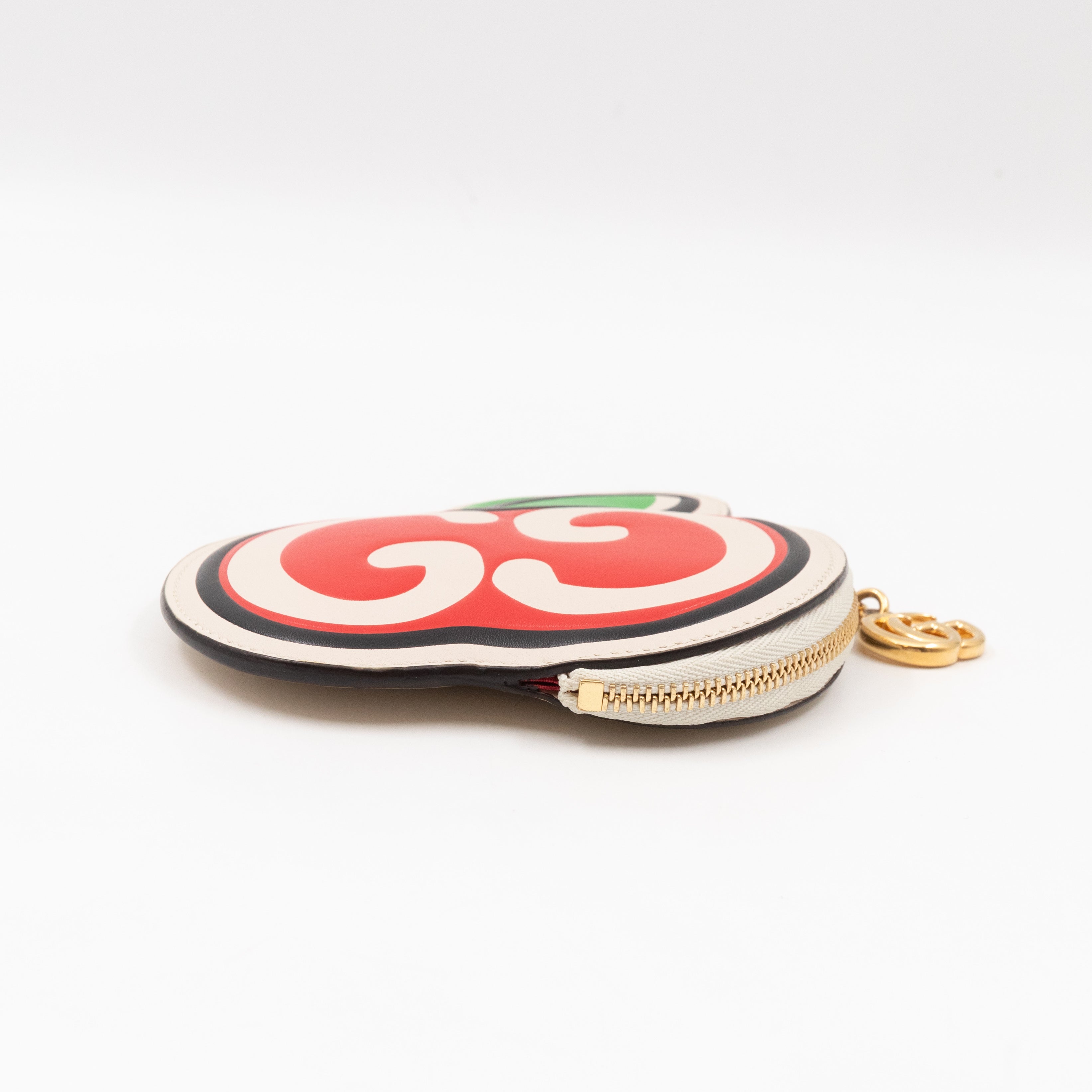 Apple Coin Purse White & Red Leather