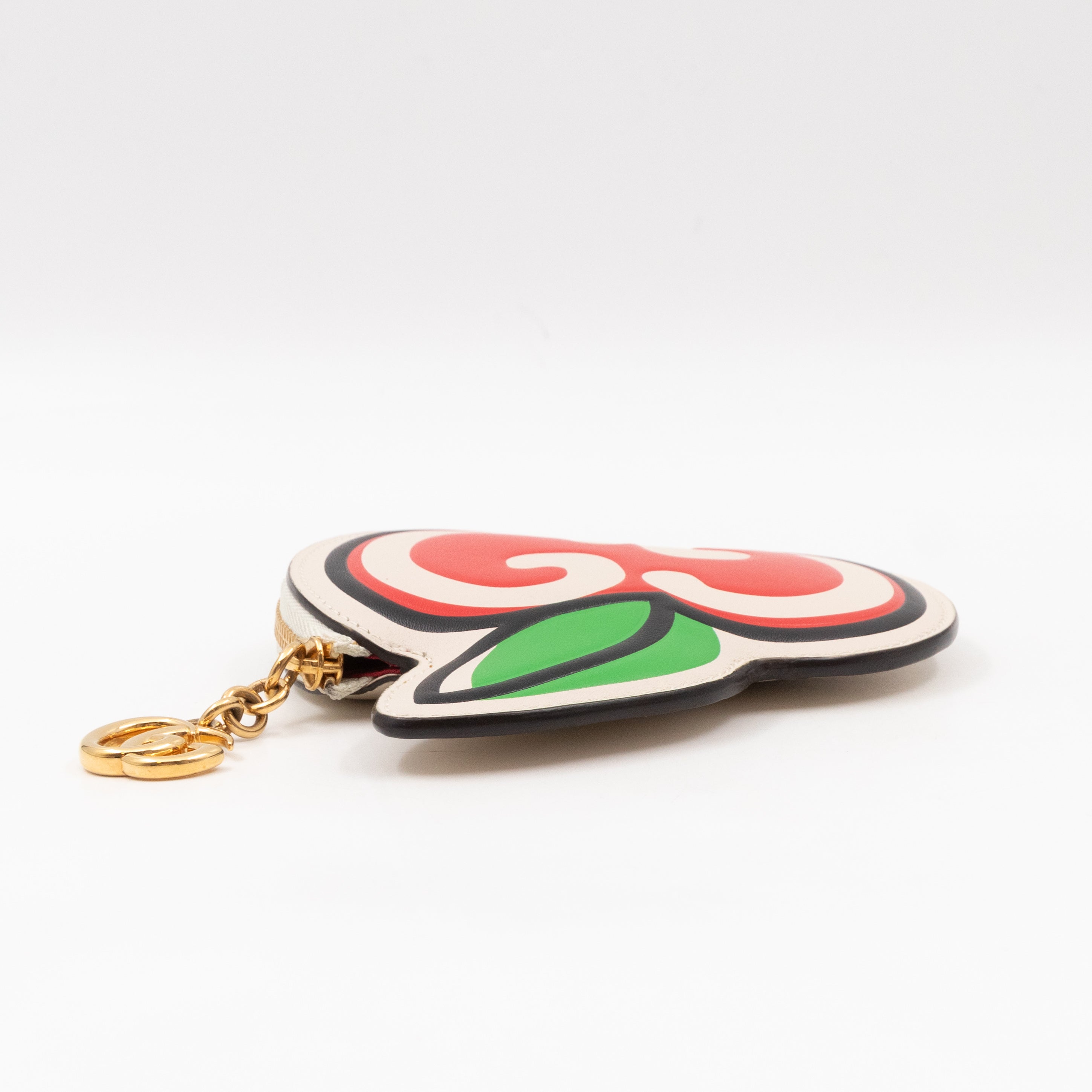 Apple Coin Purse White & Red Leather