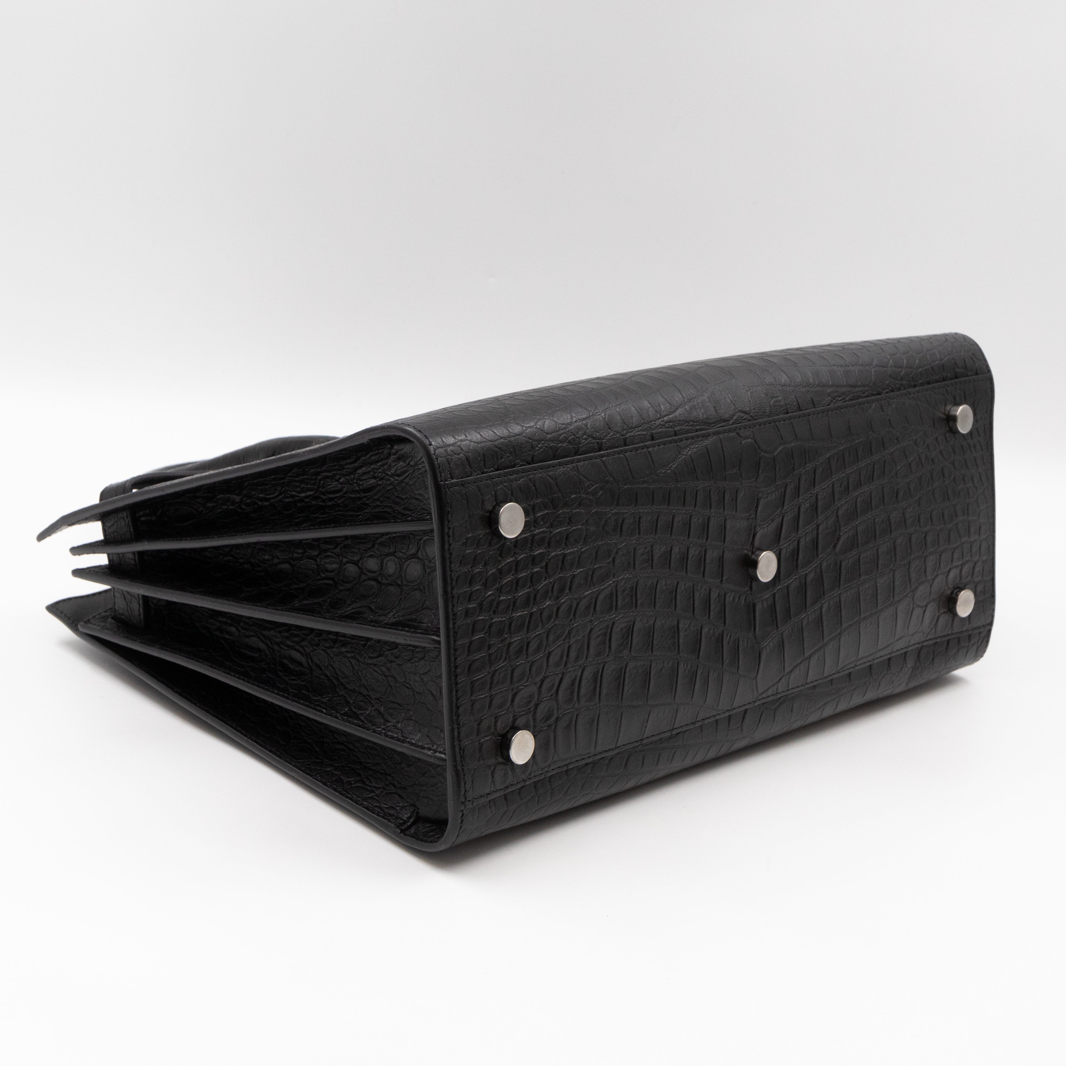 Sac de Jour Small Croc Black Embossed Leather