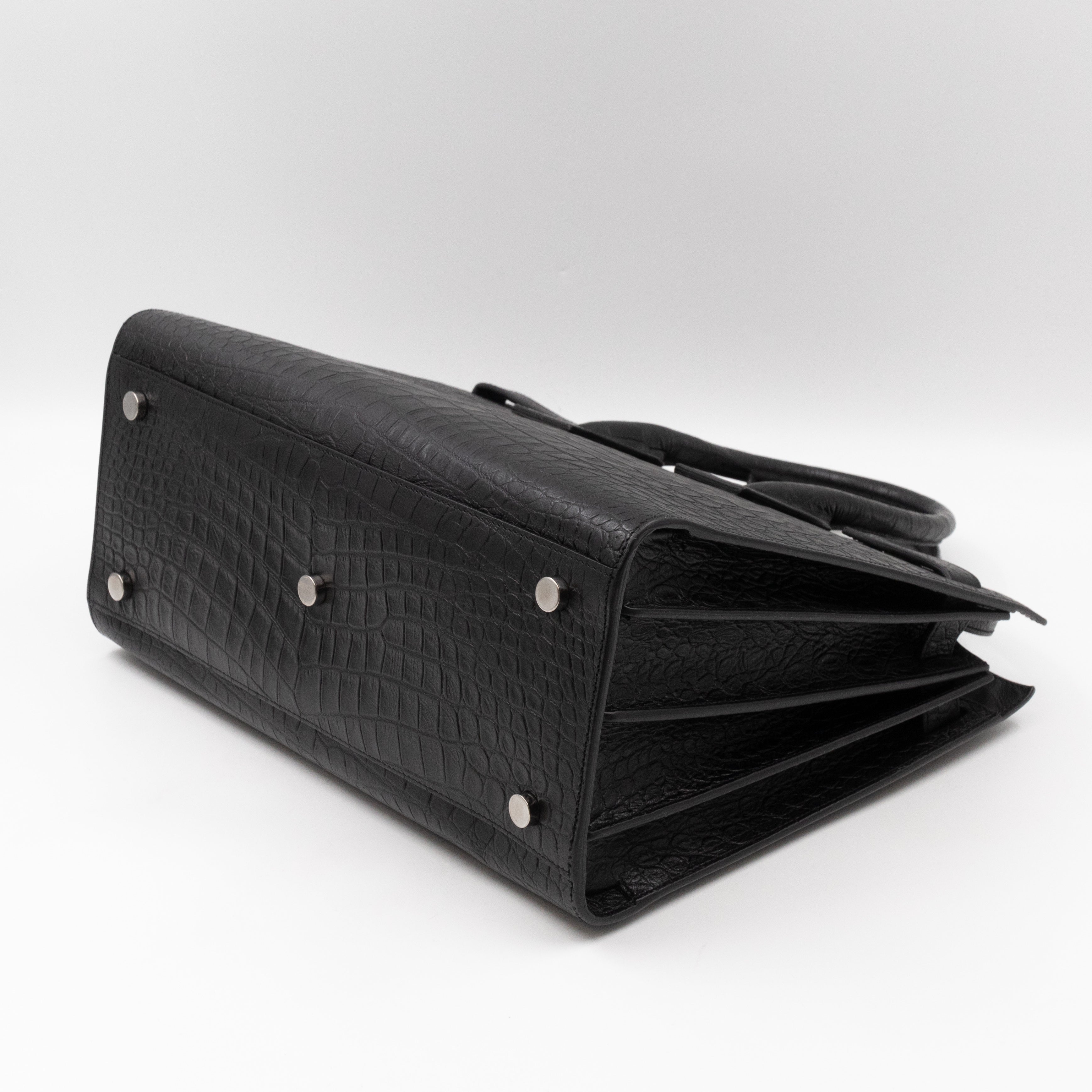 Sac de Jour Small Croc Black Embossed Leather