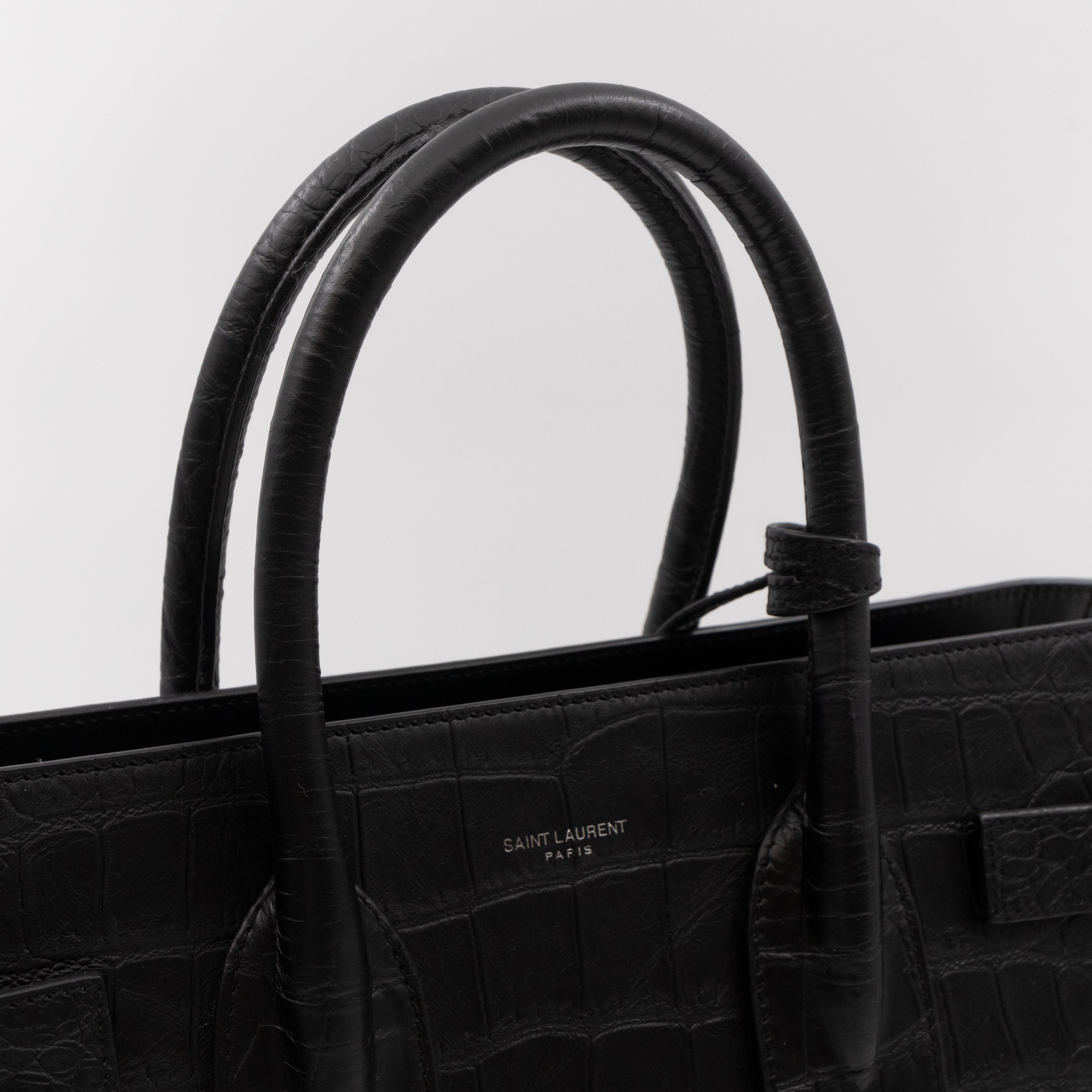 Sac de Jour Small Croc Black Embossed Leather