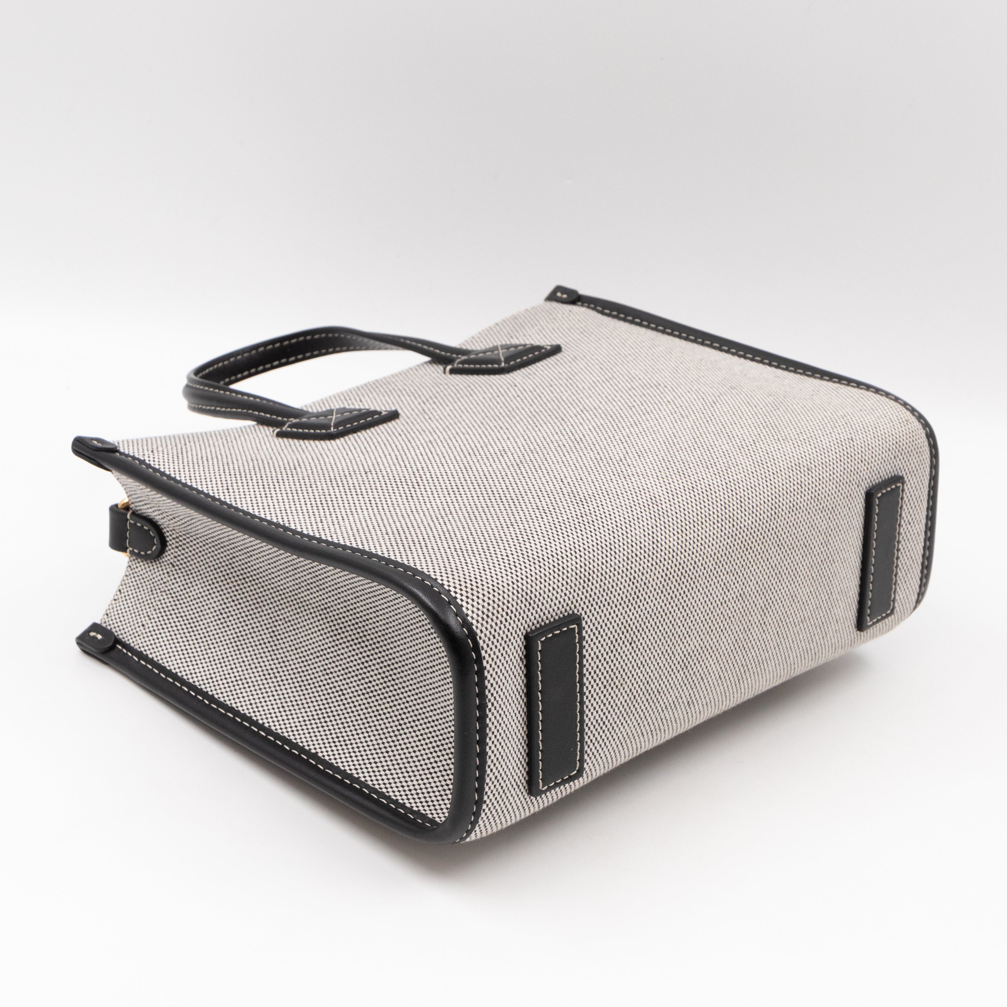 Freya Mini Two-Tone Tote White & Black Canvas