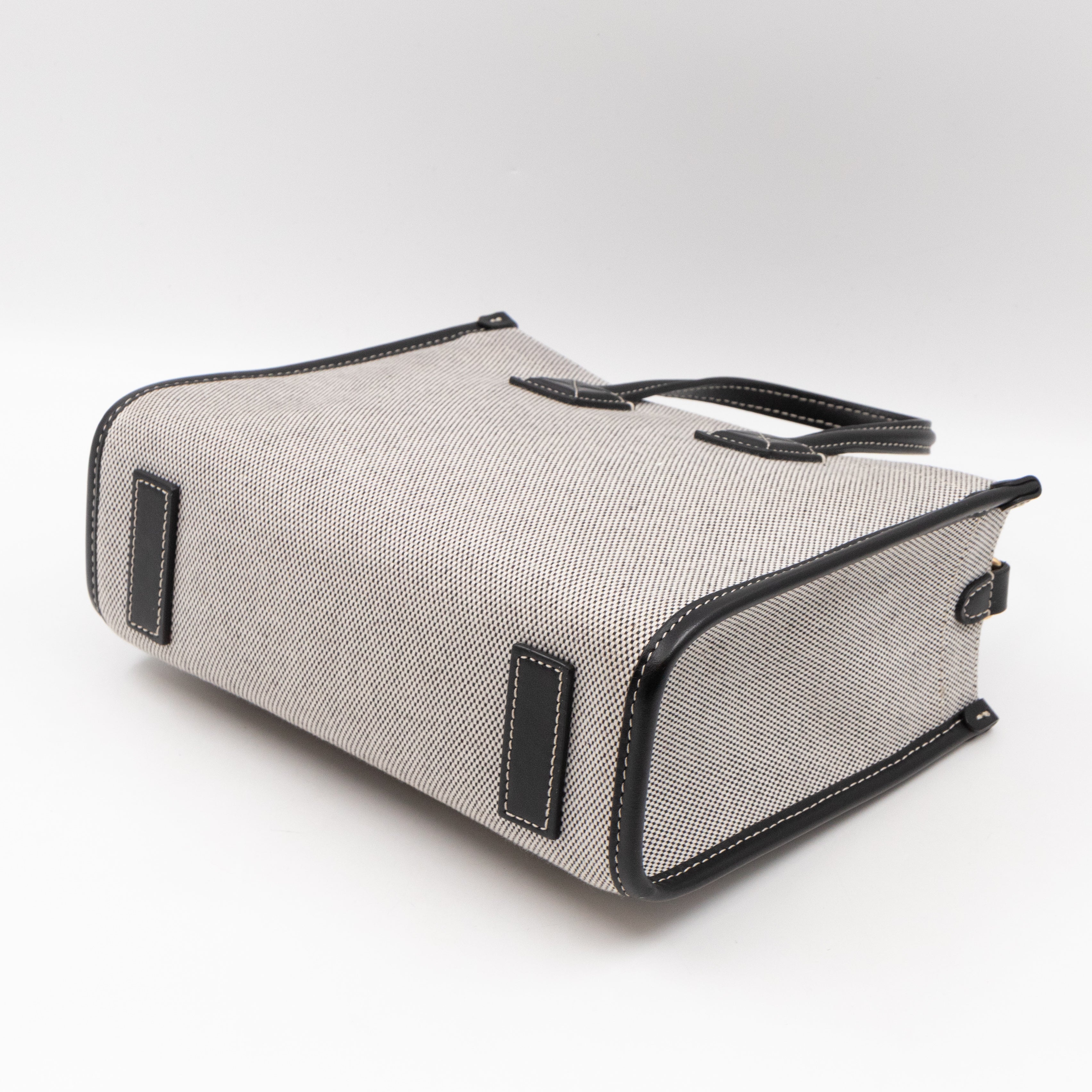 Freya Mini Two-Tone Tote White & Black Canvas