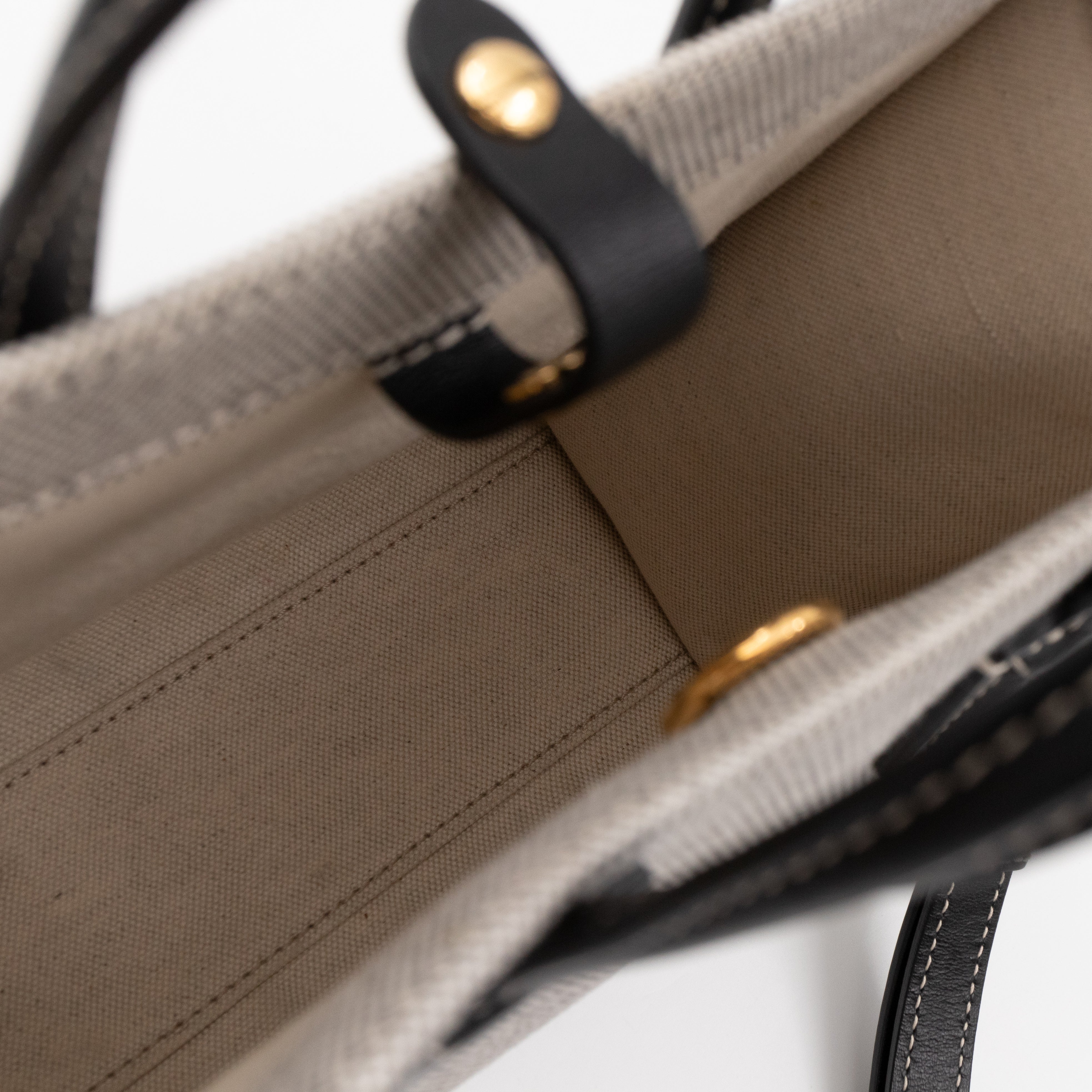 Freya Mini Two-Tone Tote White & Black Canvas