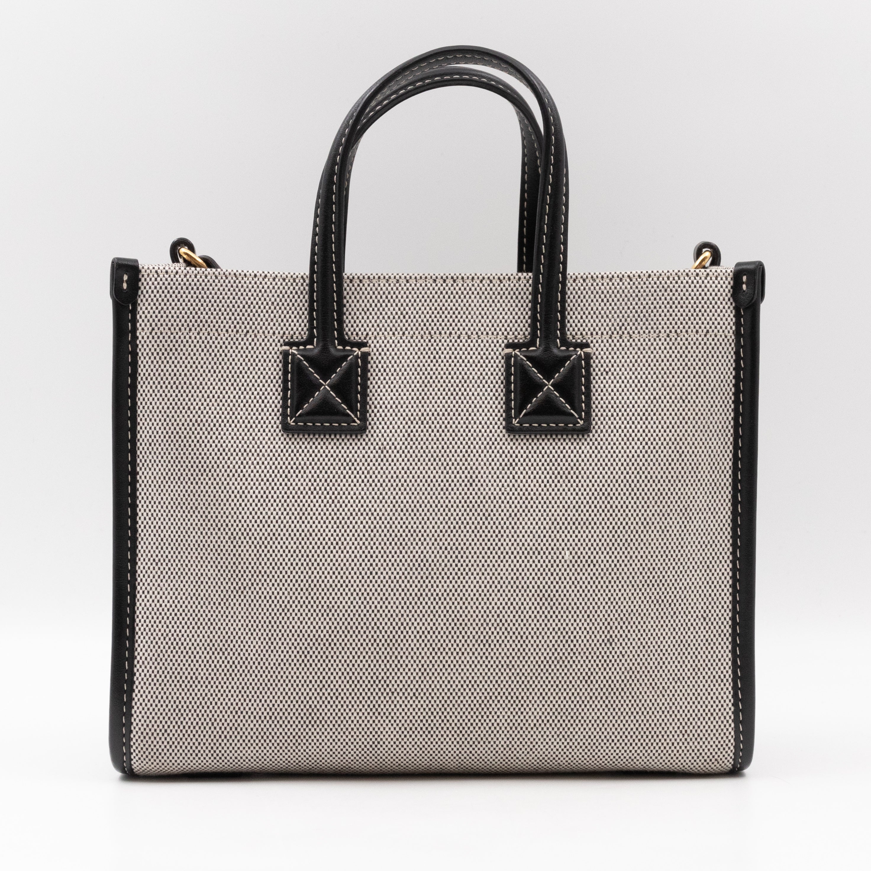 Freya Mini Two-Tone Tote White & Black Canvas