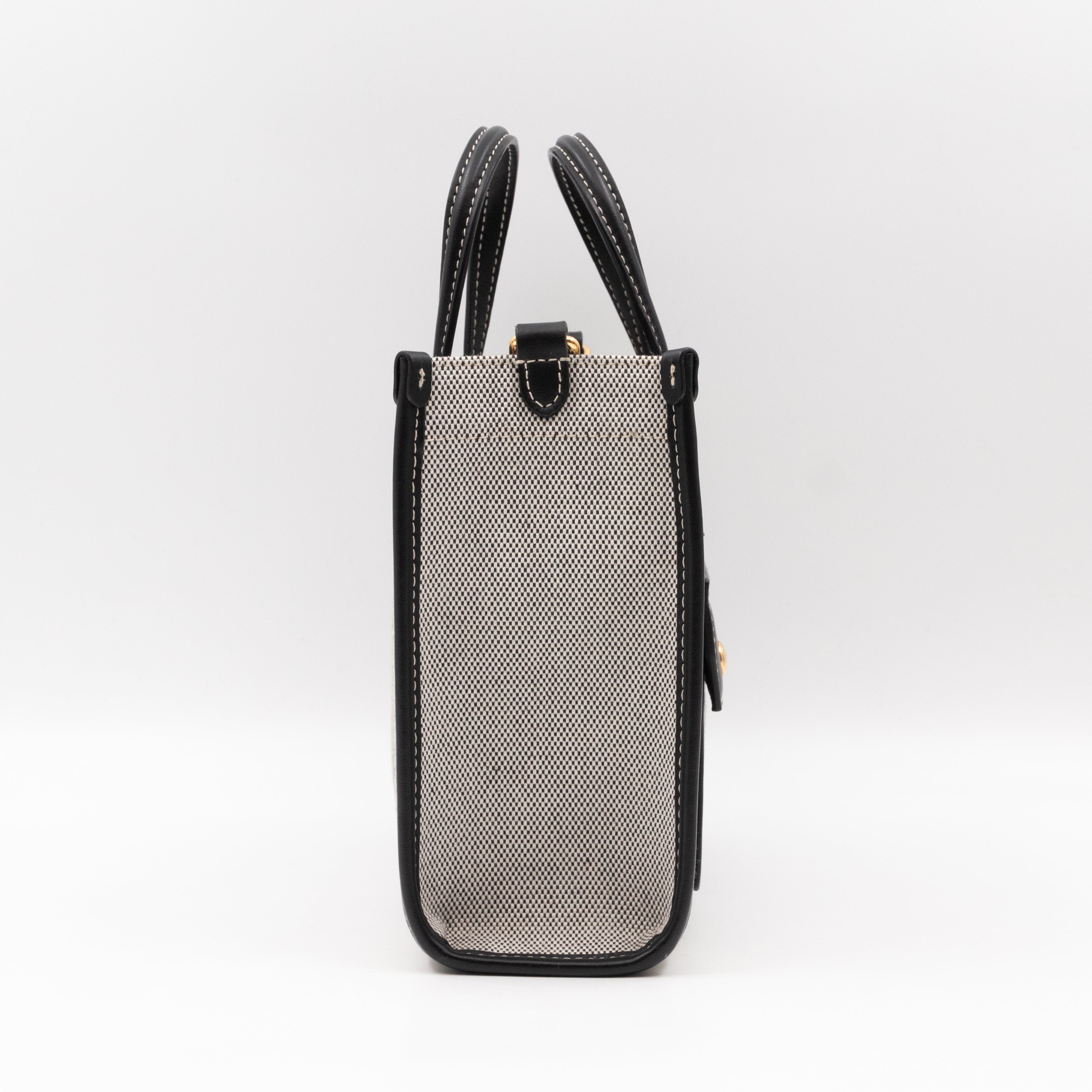 Freya Mini Two-Tone Tote White & Black Canvas