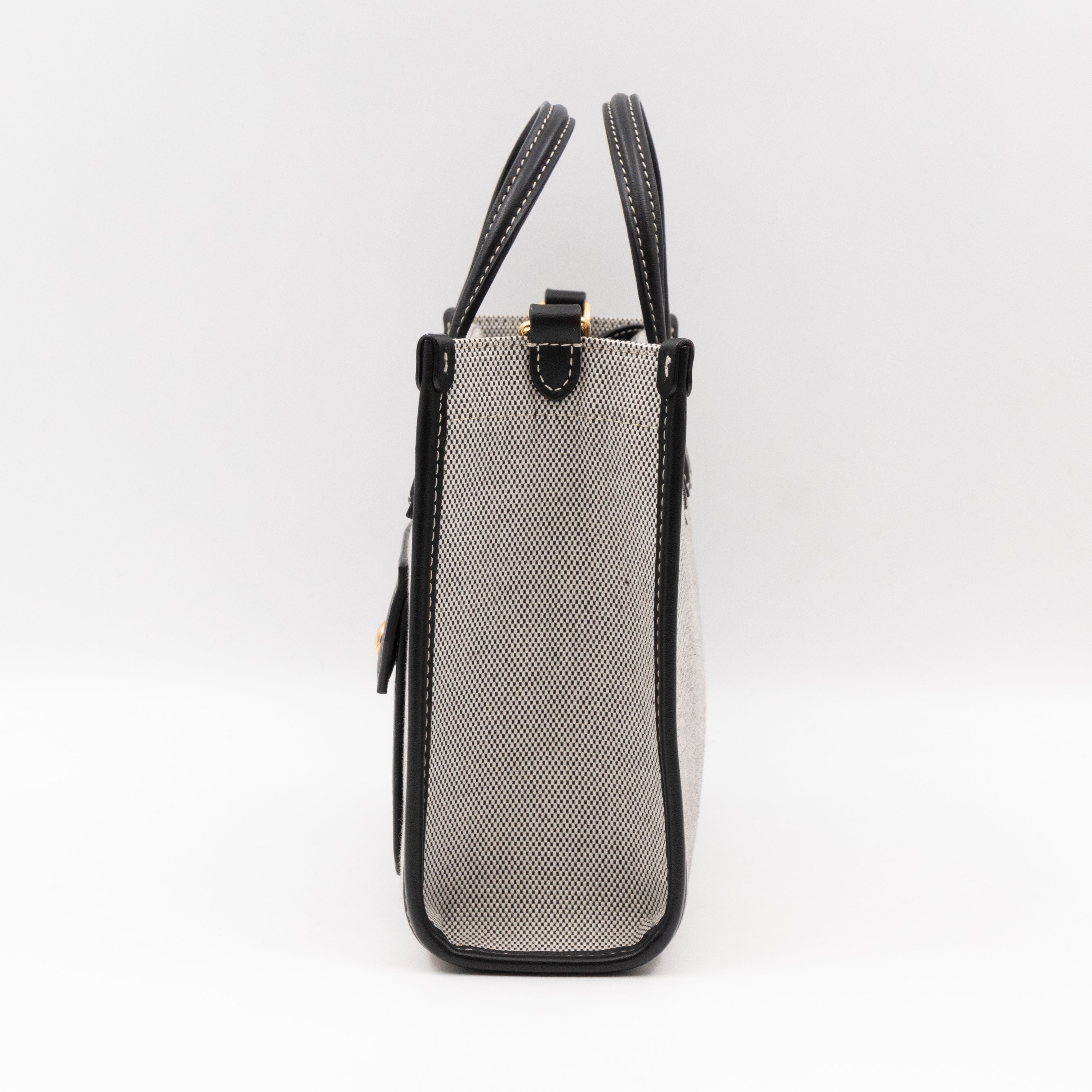 Freya Mini Two-Tone Tote White & Black Canvas