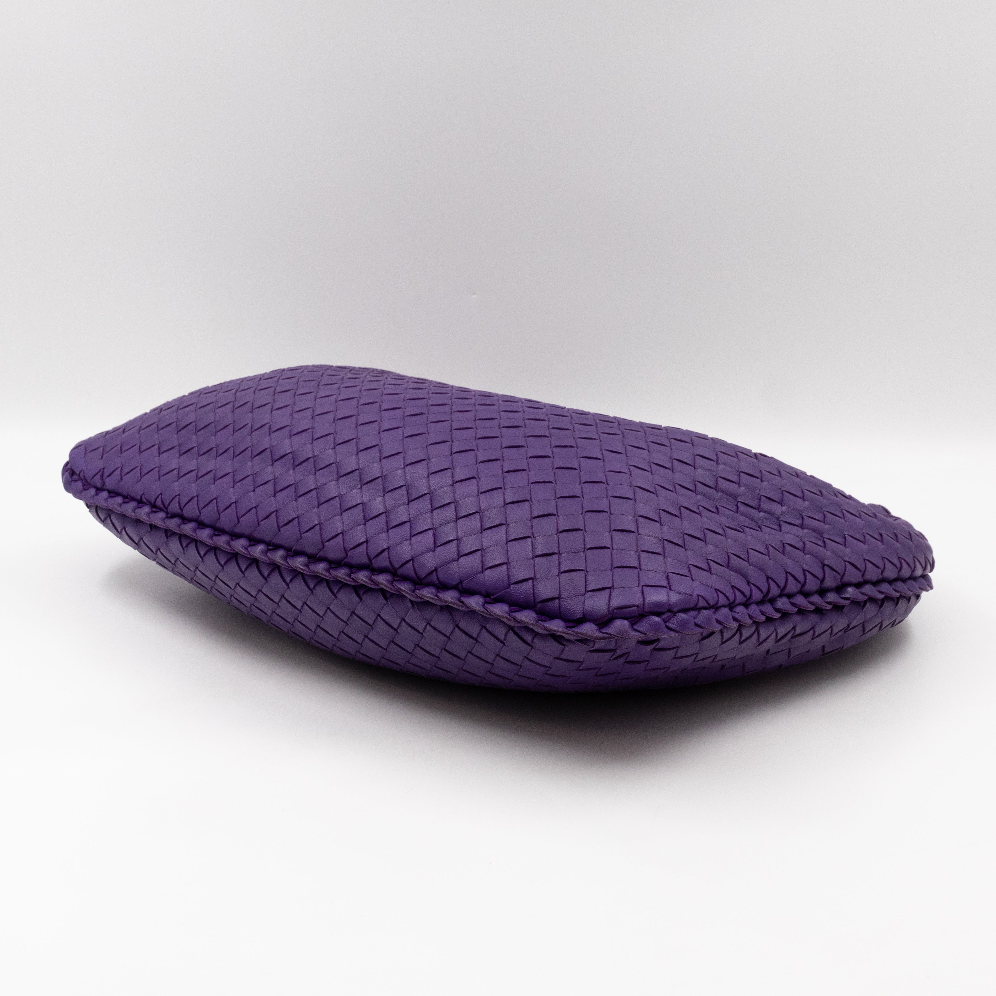 Veneta Hobo Bag Small Intrecciato Purple Leather