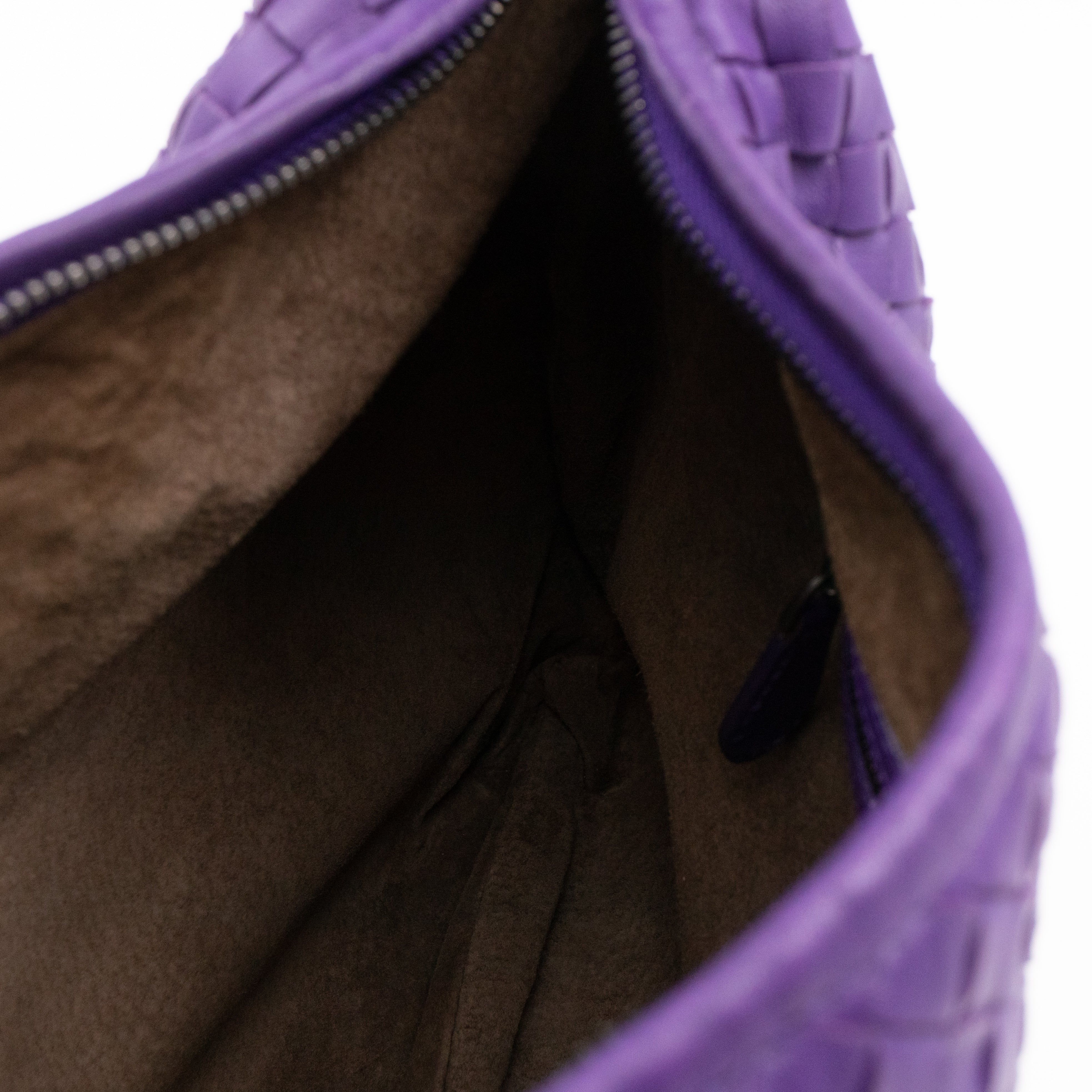 Veneta Hobo Bag Small Intrecciato Purple Leather