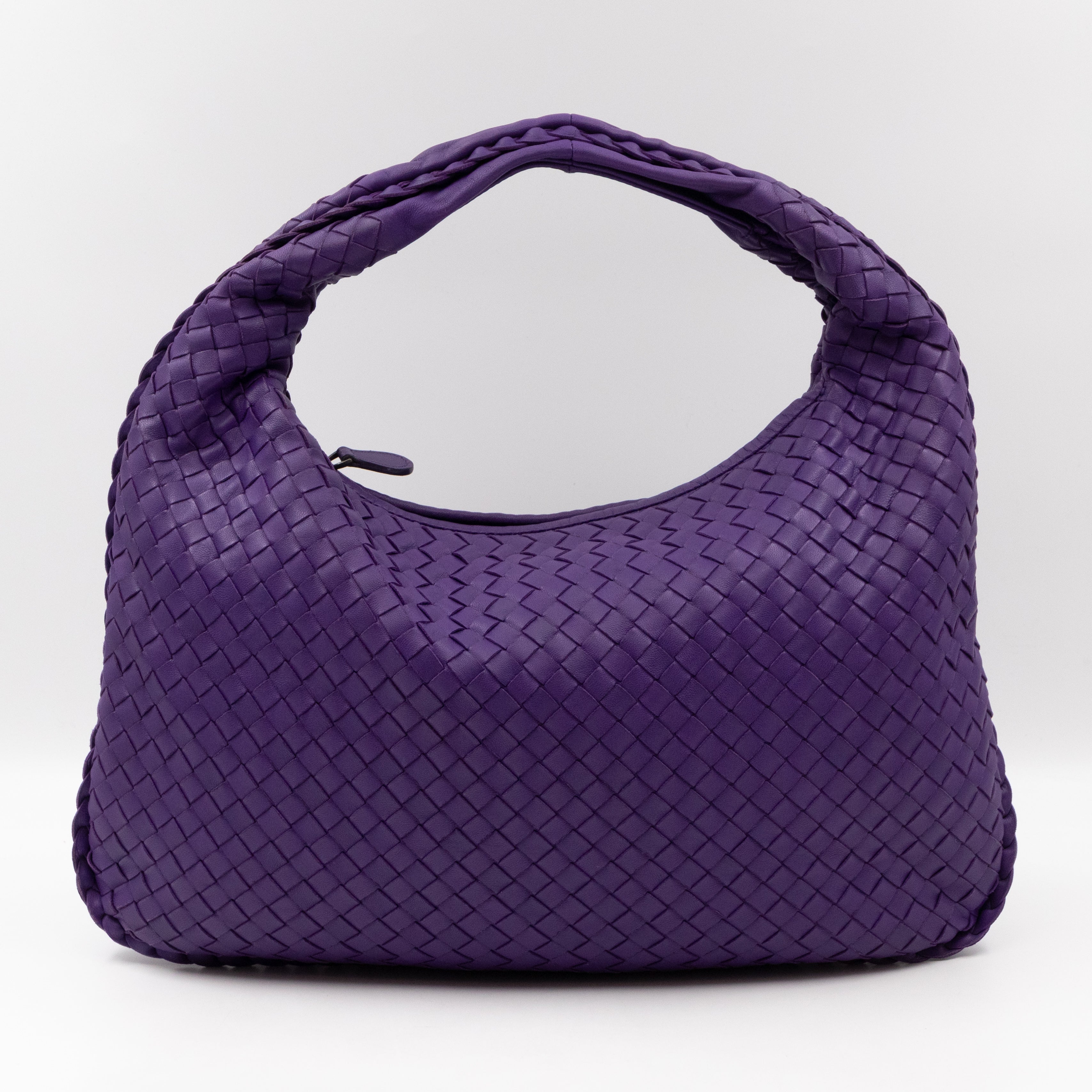 Veneta Hobo Bag Small Intrecciato Purple Leather
