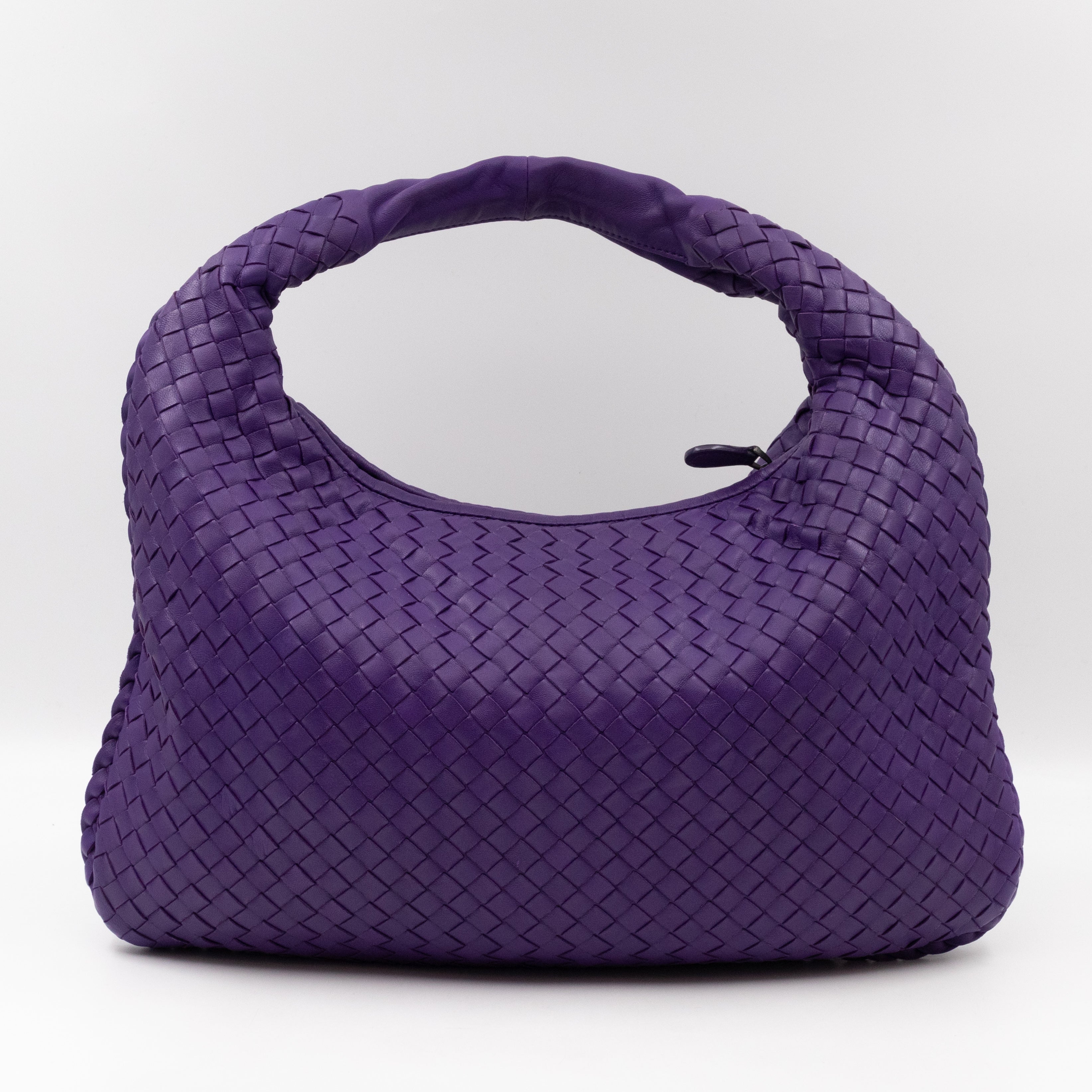 Veneta Hobo Bag Small Intrecciato Purple Leather