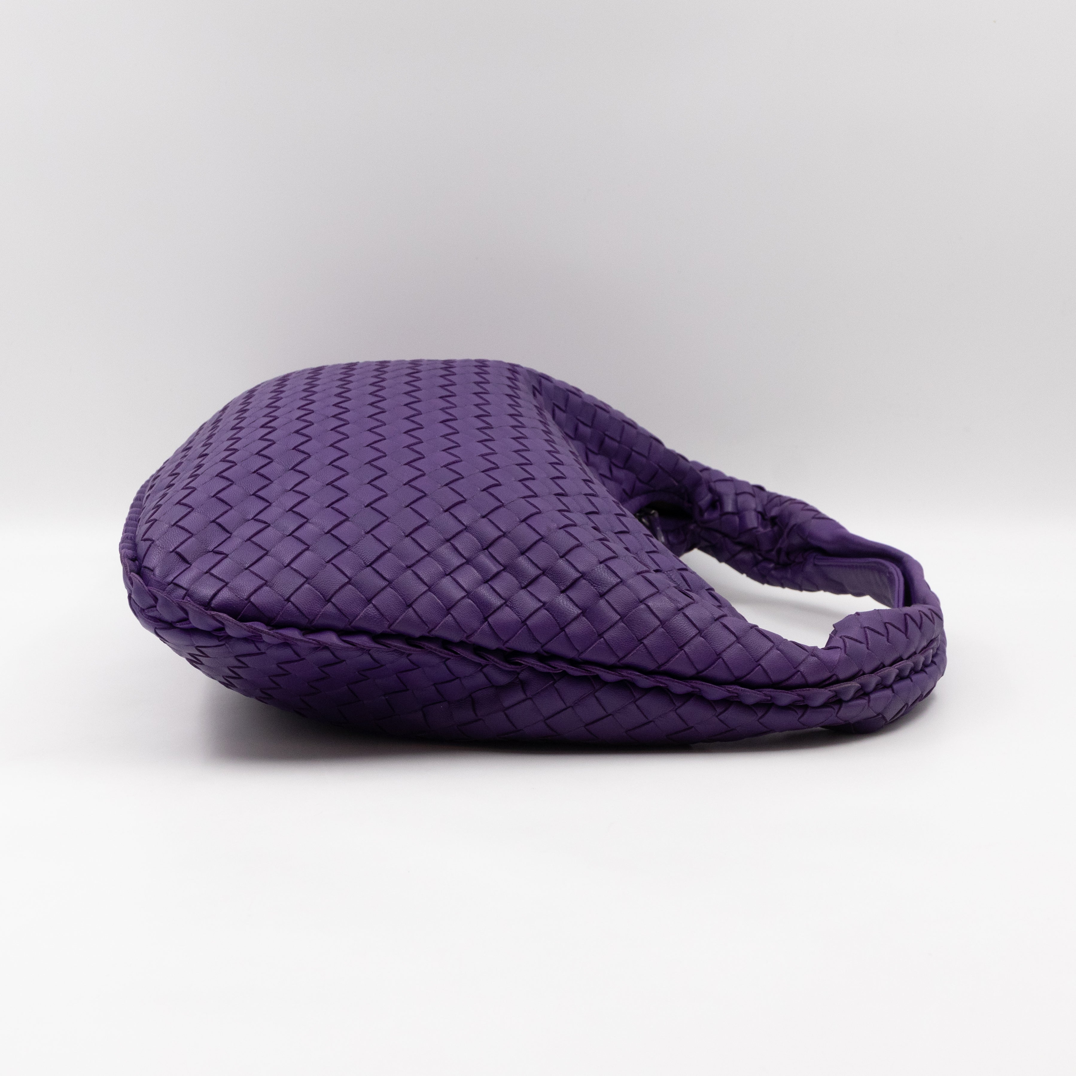 Veneta Hobo Bag Small Intrecciato Purple Leather