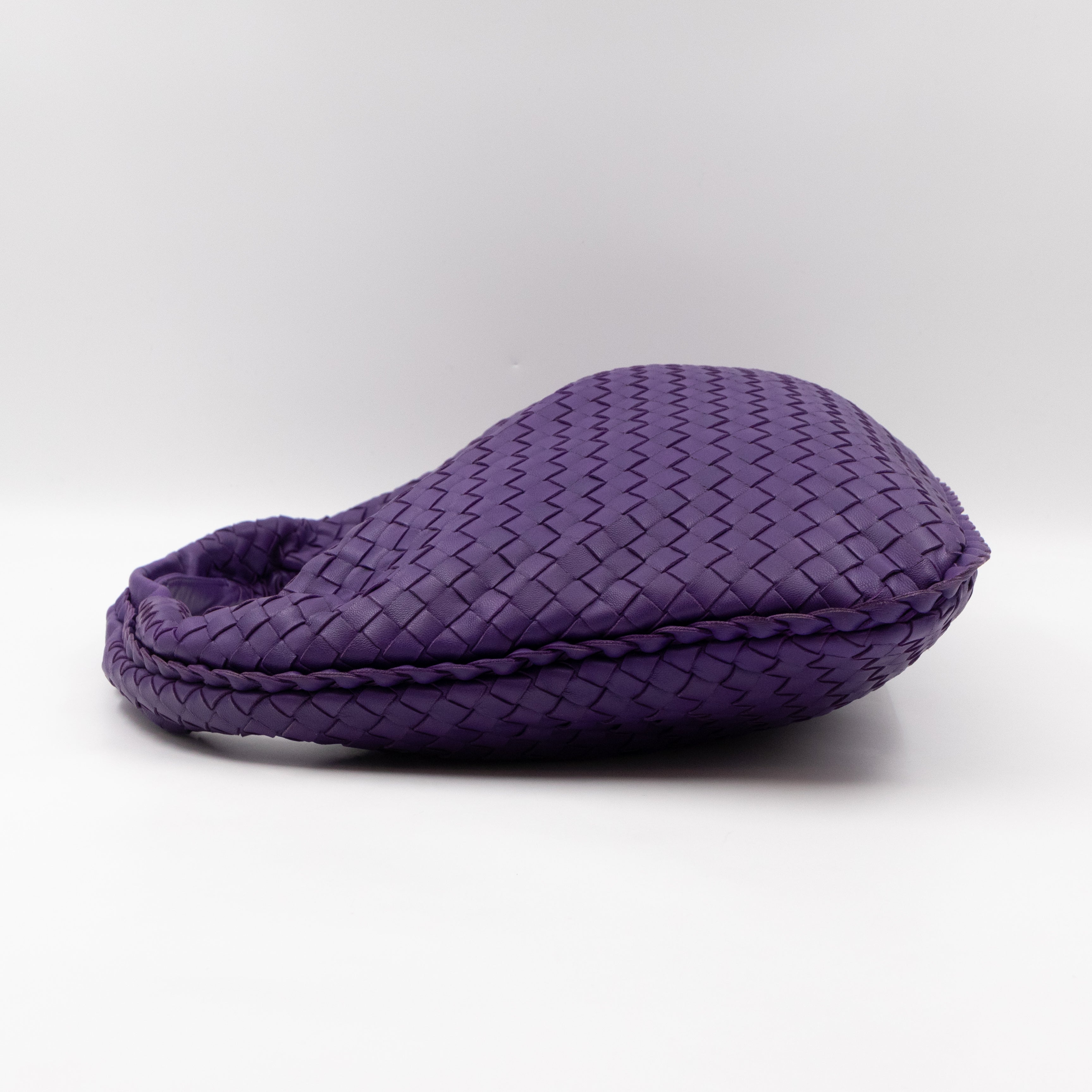 Veneta Hobo Bag Small Intrecciato Purple Leather