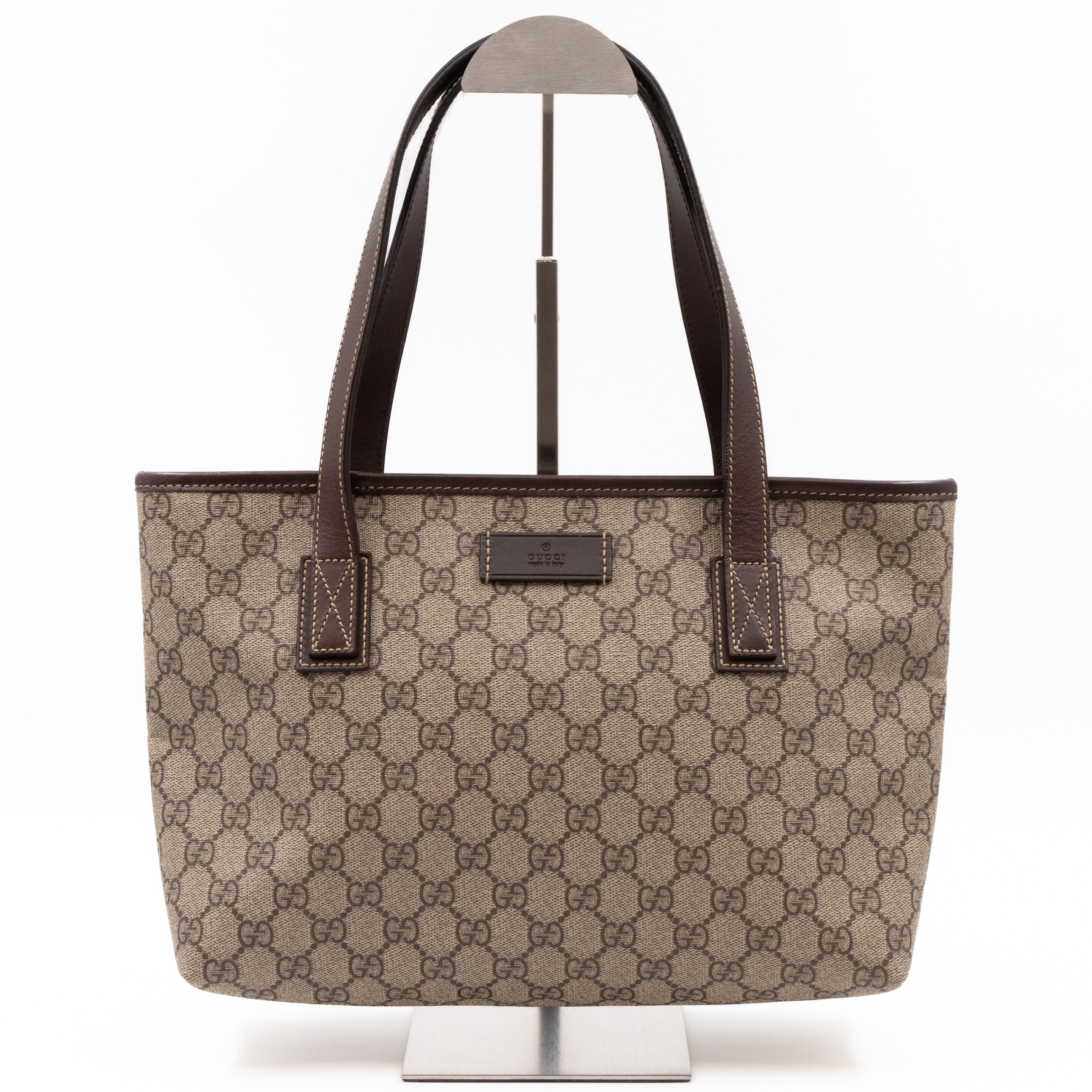 Small Tote GG Supreme Canvas Brown Leather