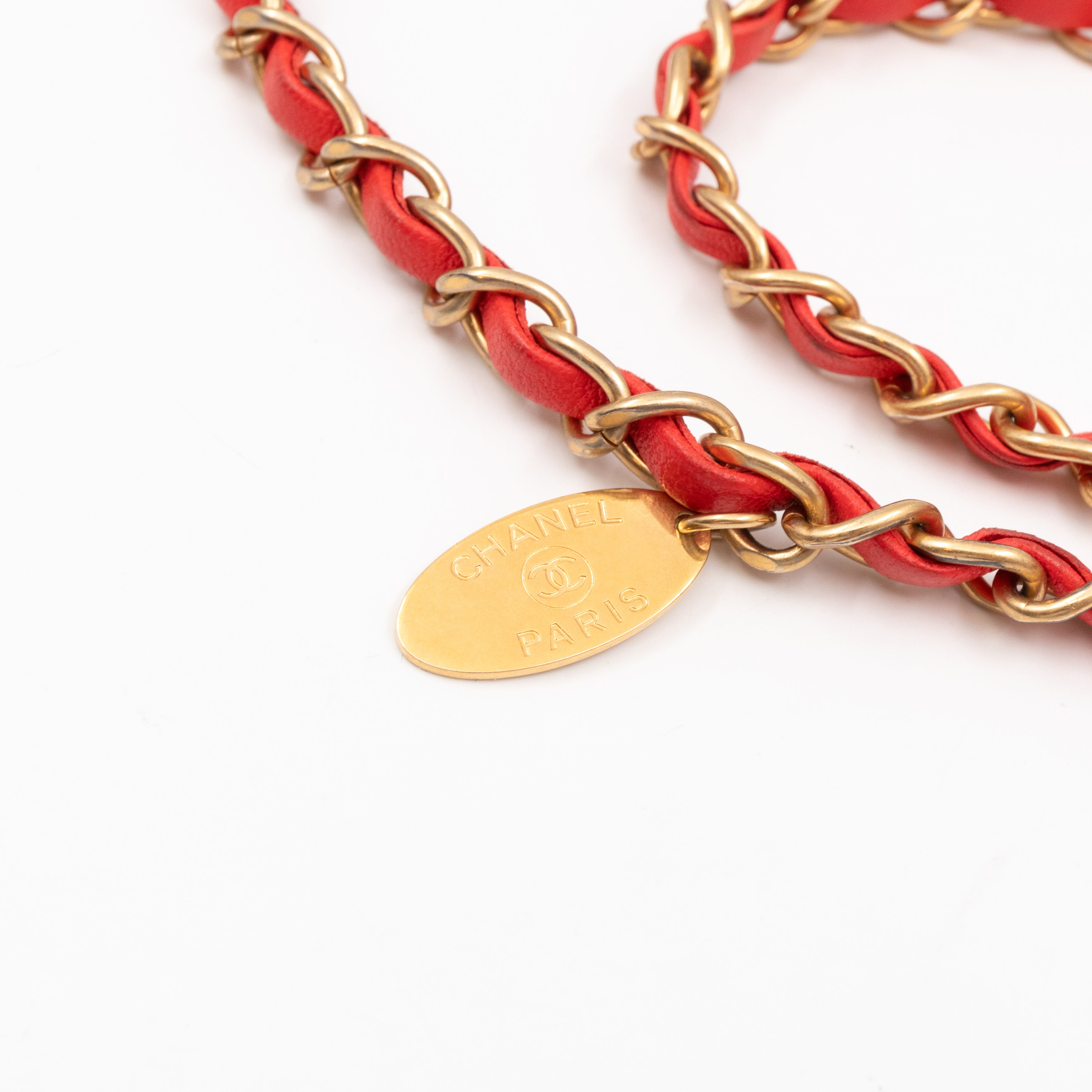 Medallion Charm Flap Bag Medium Red Chevron Calfskin Leather