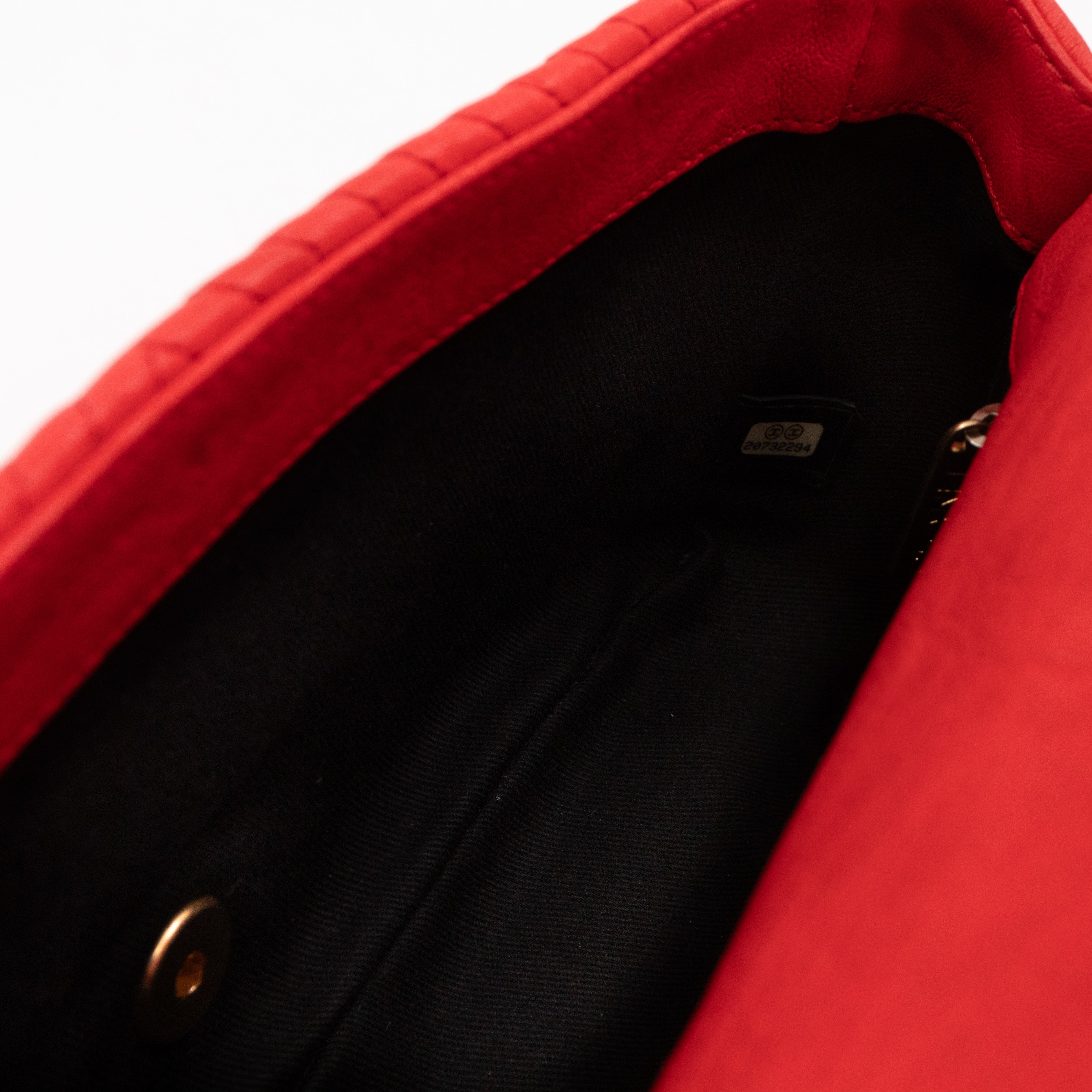 Medallion Charm Flap Bag Medium Red Chevron Calfskin Leather