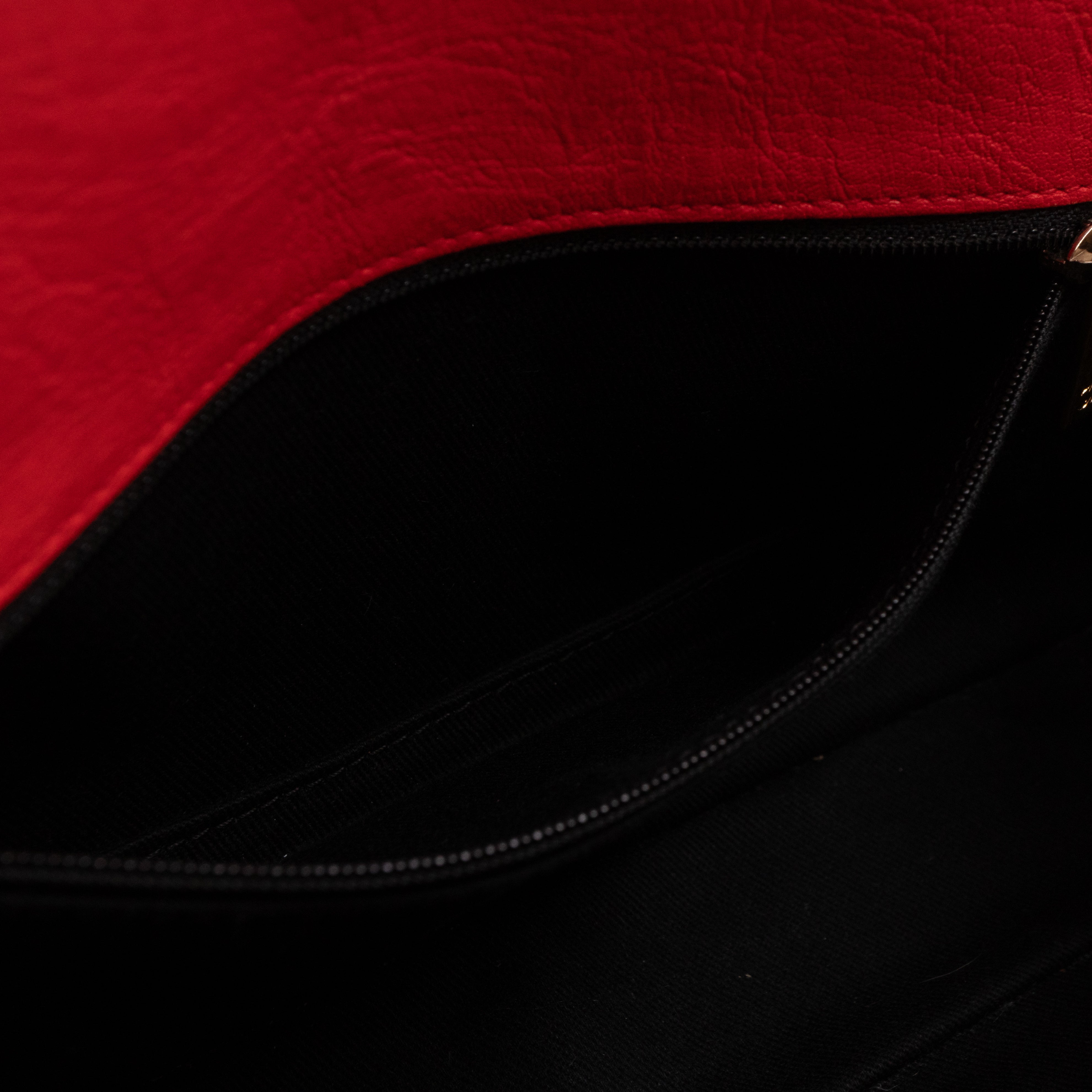 Medallion Charm Flap Bag Medium Red Chevron Calfskin Leather