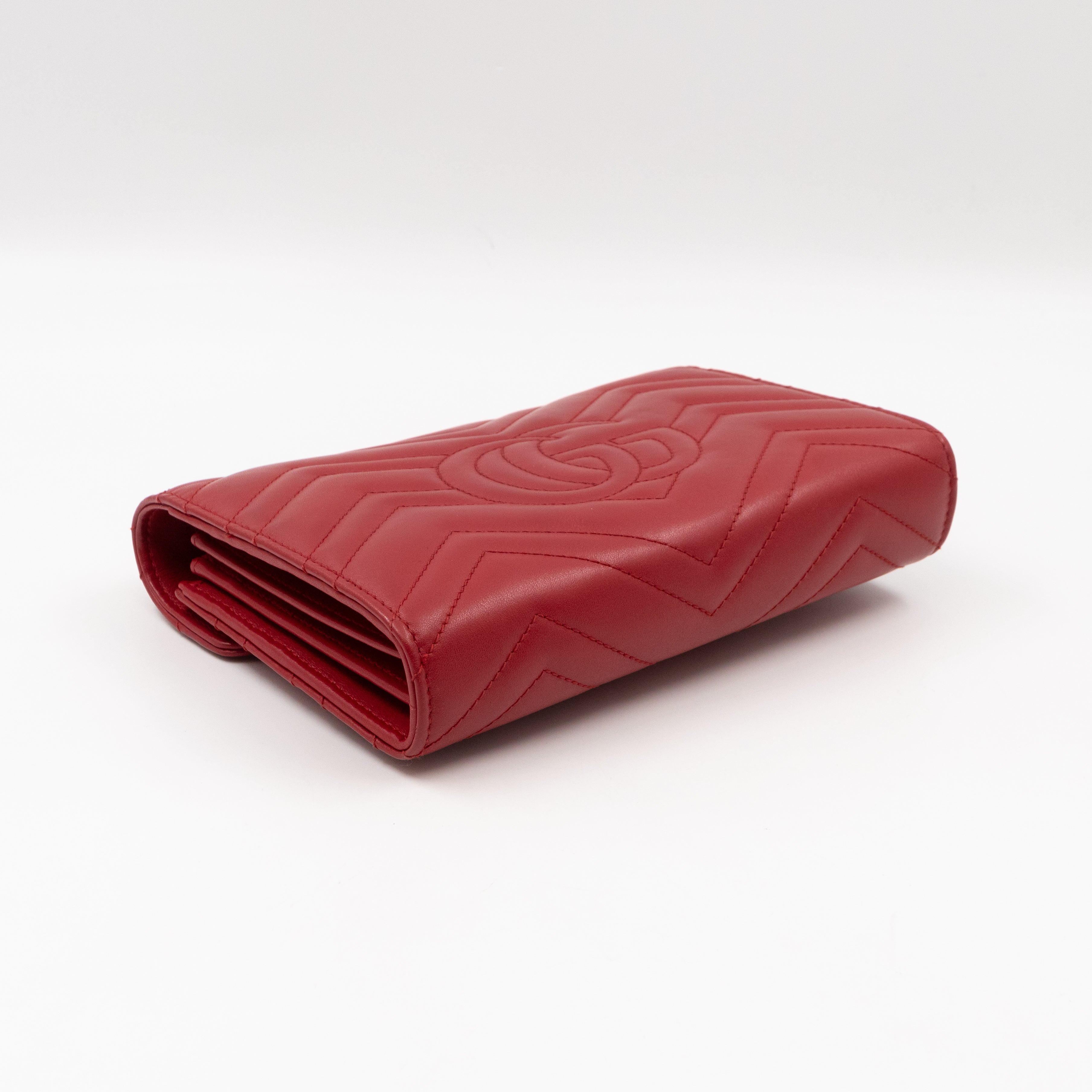 GG Marmont Matelasse Chain Wallet Red Leather