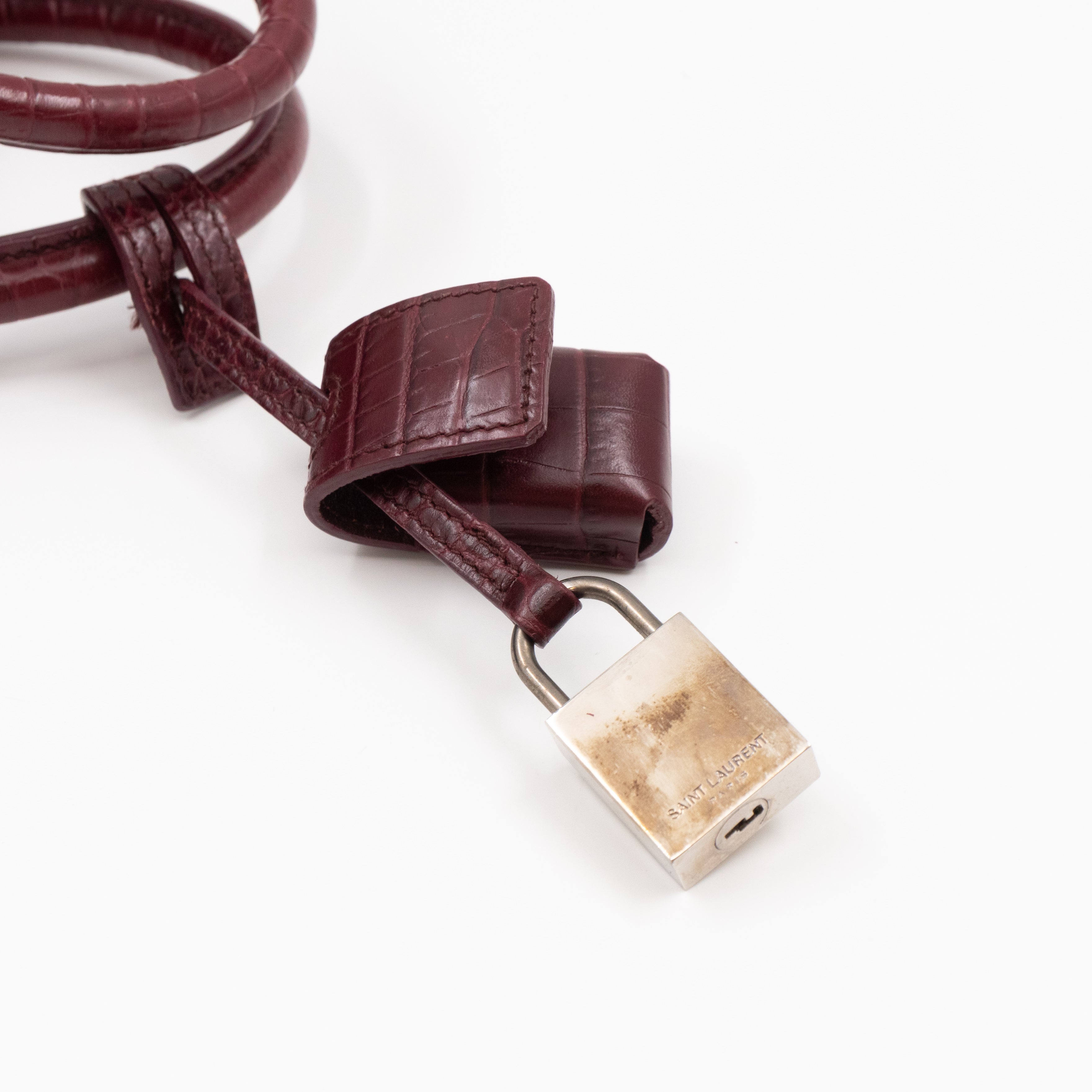 Sac de Jour Baby Croc Burgundy Embossed Leather