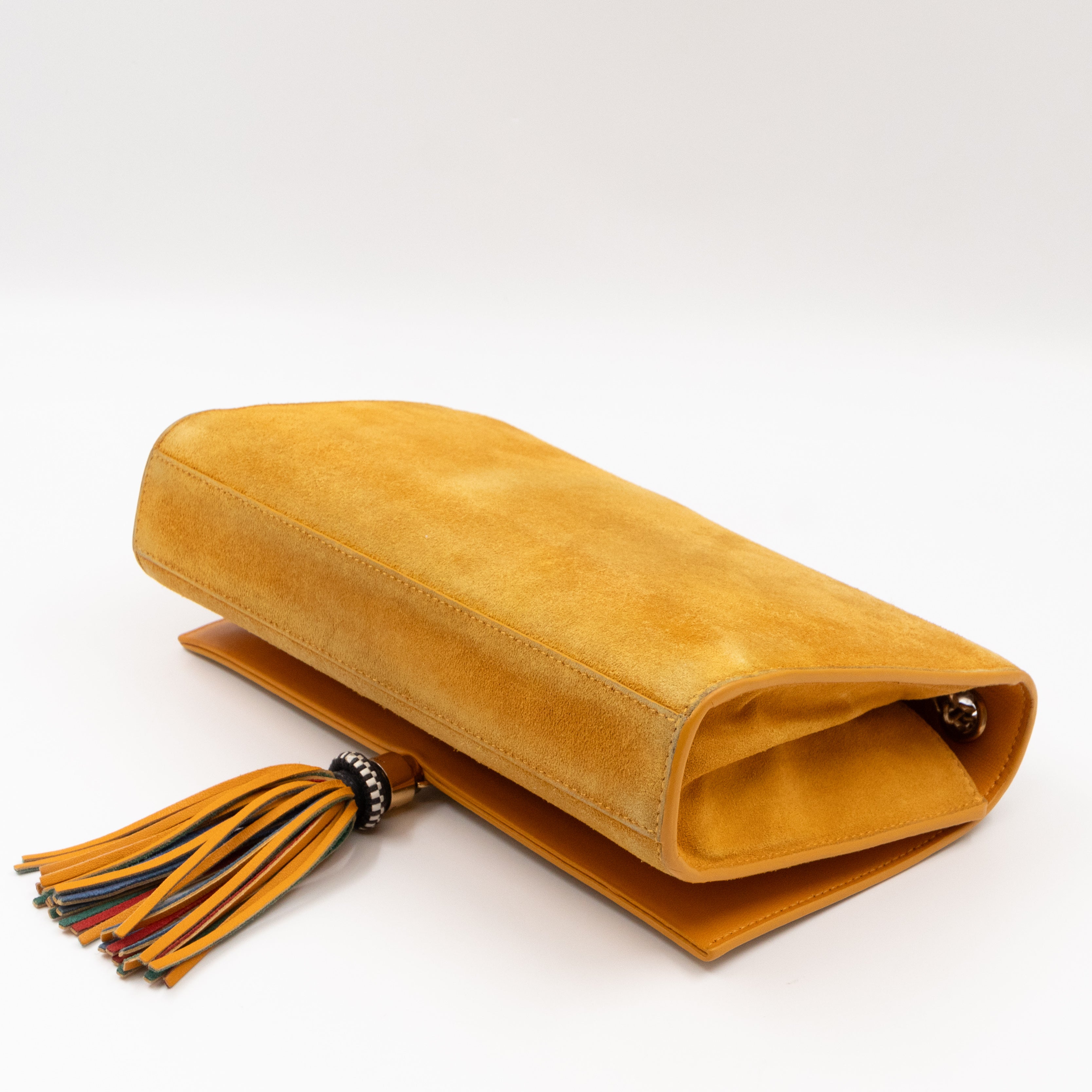 Kate Tassel Medium Yellow Suede Leather Gold