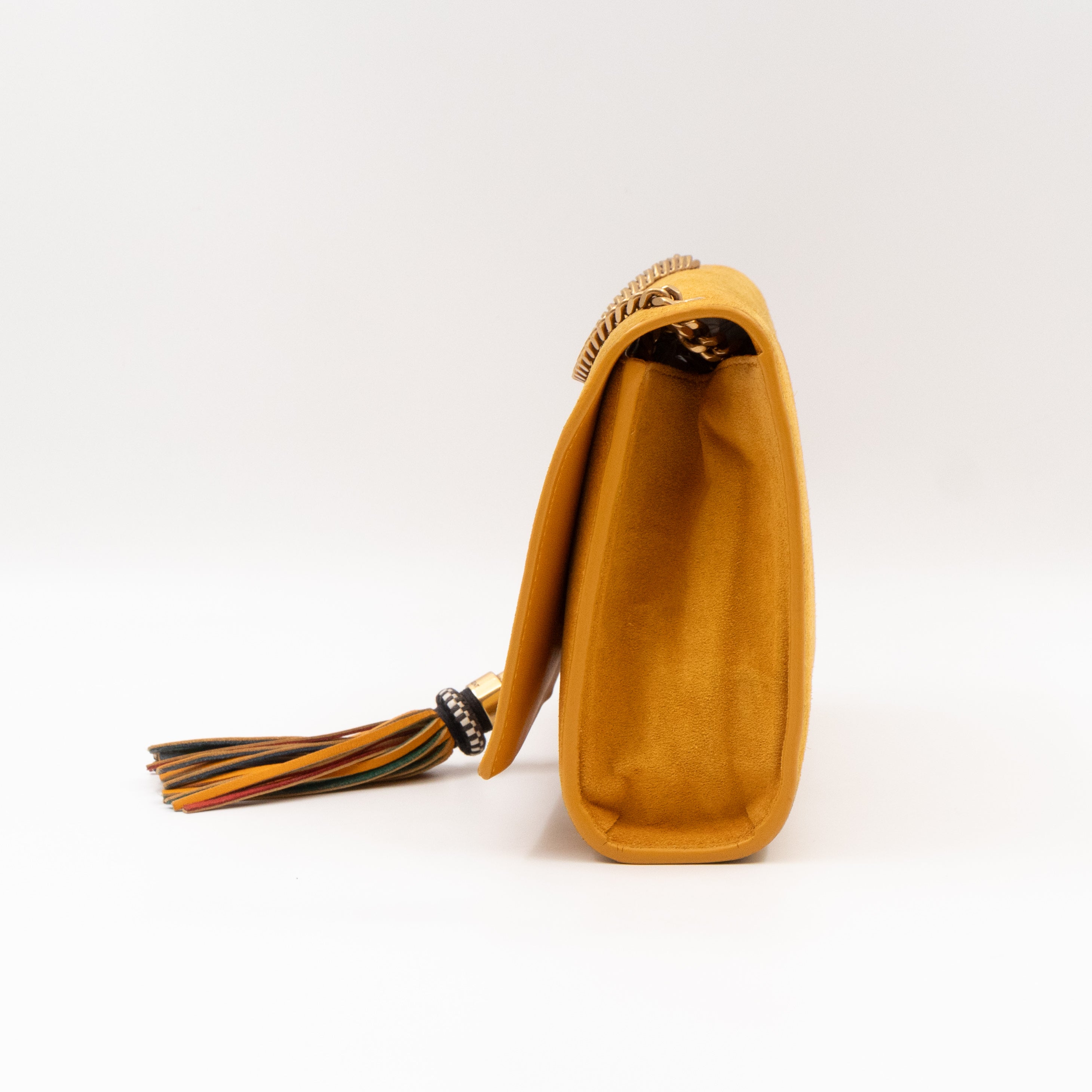 Kate Tassel Medium Yellow Suede Leather Gold